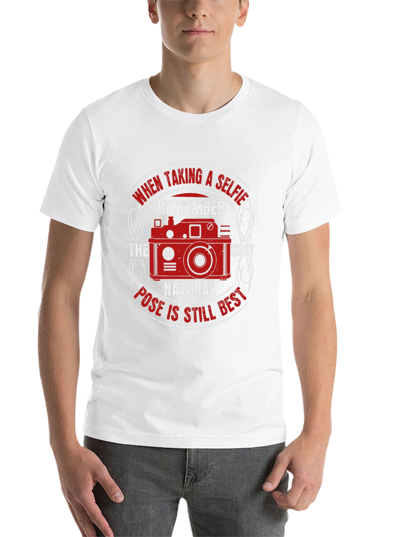 Black Selfie Camera T-Shirt - Natural Pose Best view 14