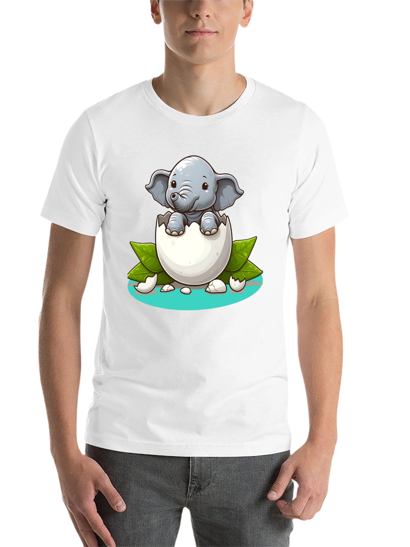 Black Cute Elephant Hatching T-Shirt - Unisex Graphic Tee view 14