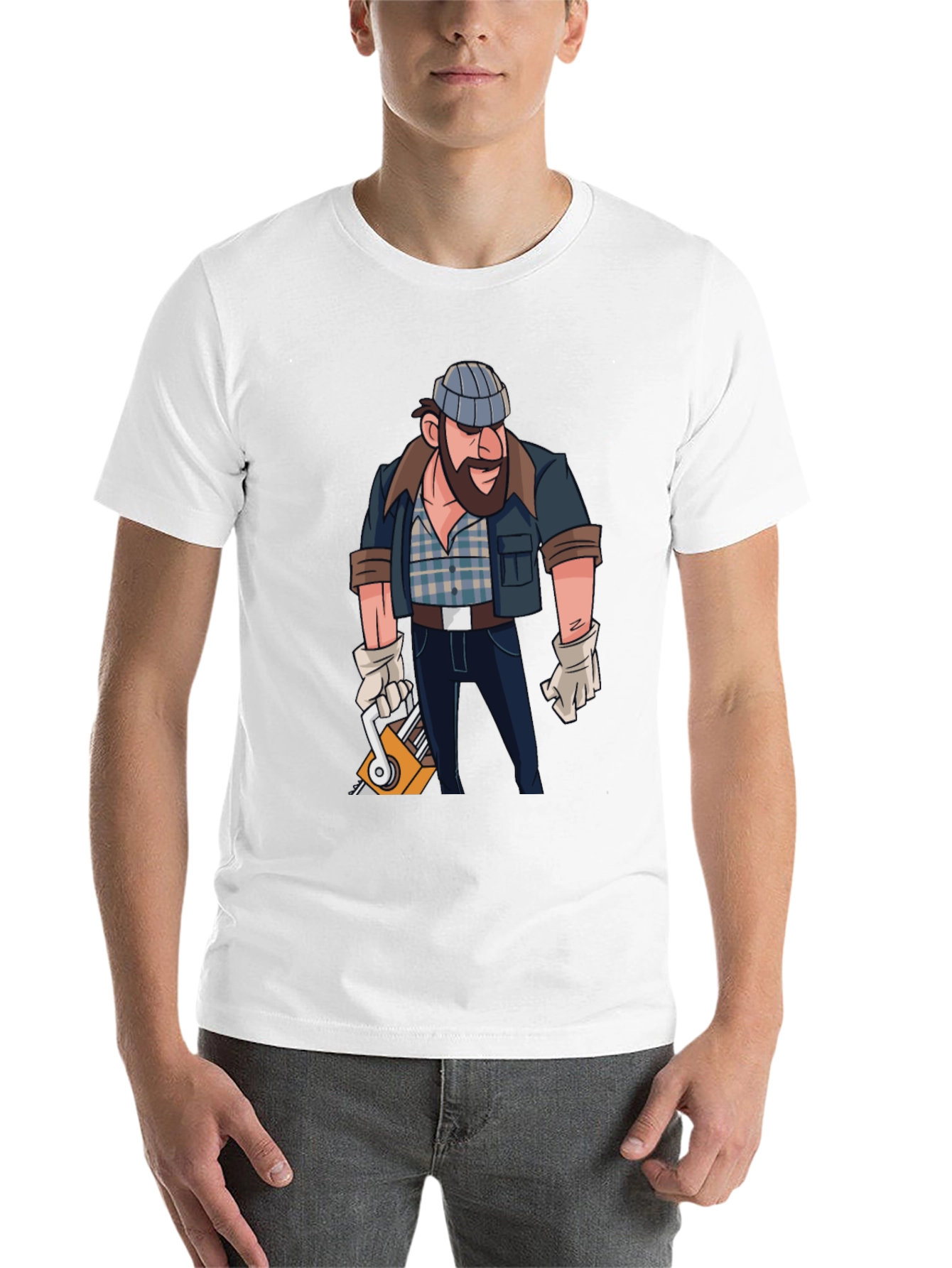 Black Lumberjack Cartoon Graphic T-Shirt view 14
