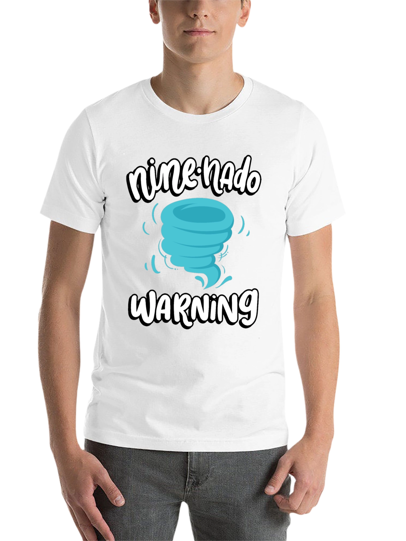 Black Nine-nado Warning T-Shirt: Fun Birthday Tornado Tee view 14