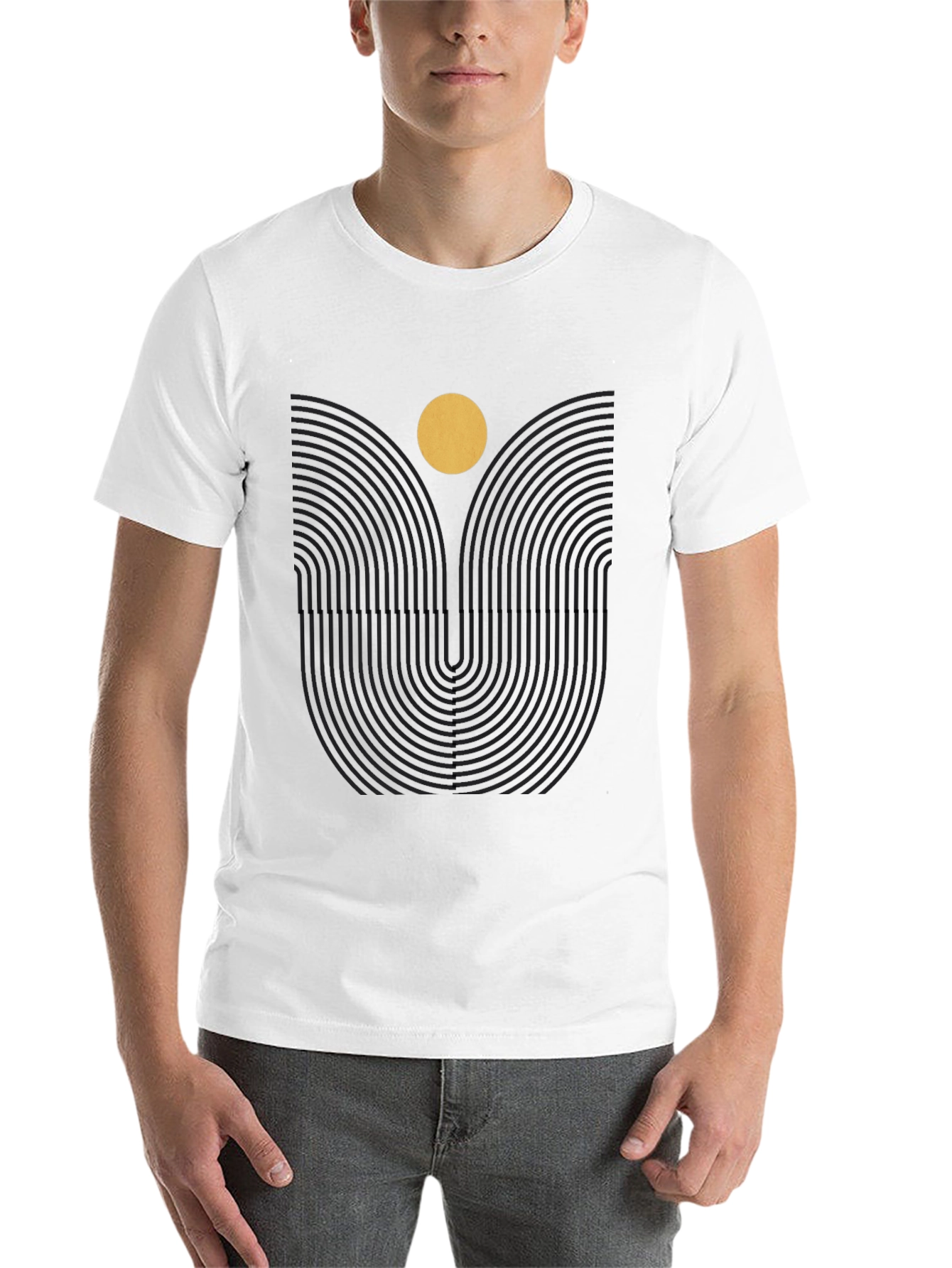 Black Geometric Sun Graphic Print Black Tee view 14