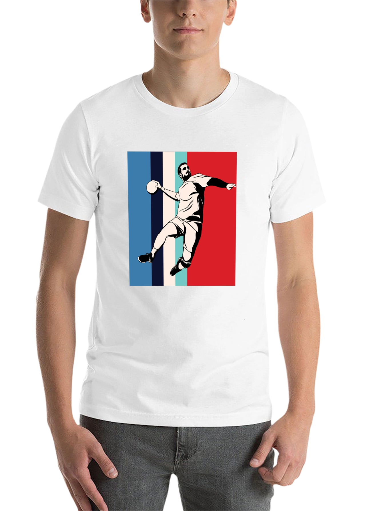 Black Handball Player Graphic T-Shirt view 14