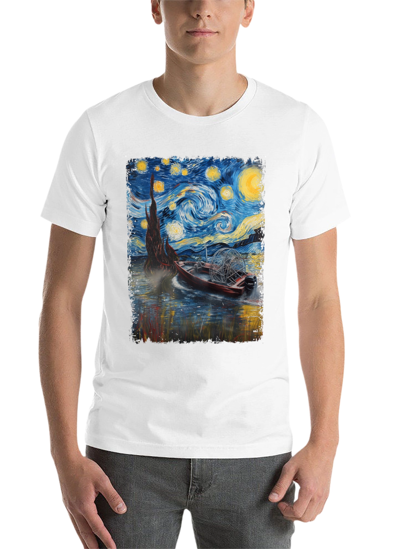 Black Starry Night Airboat T-Shirt view 14