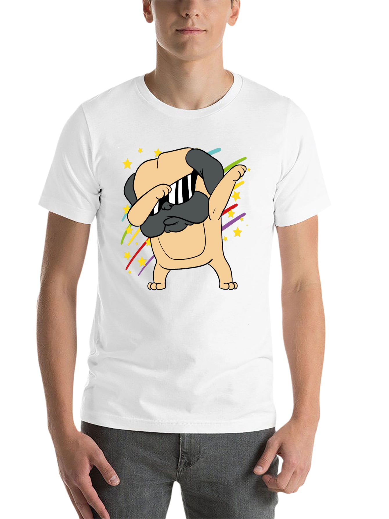 Black Dabbing Pug Graphic Tee - Trendy Dog Lover Shirt view 14