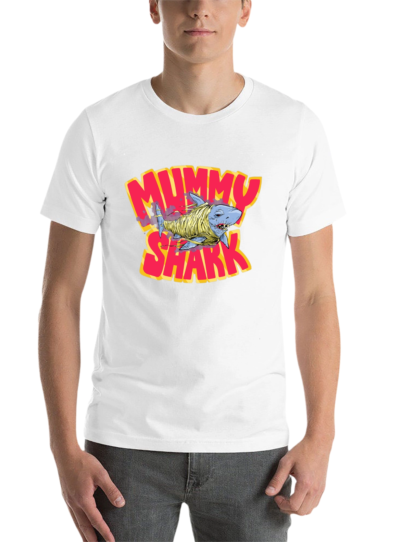 Black Mummy Shark Graphic T-Shirt - Black Crew Neck Tee view 14
