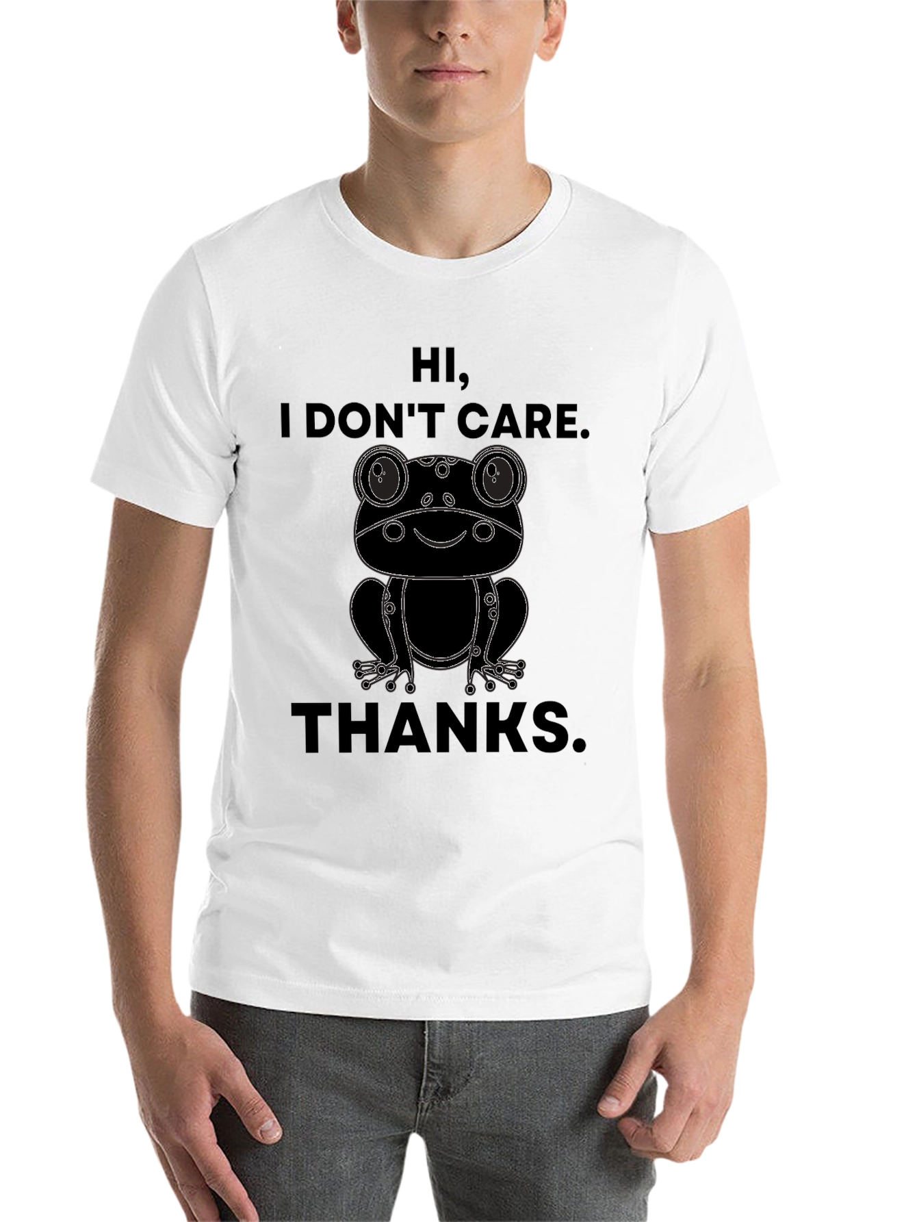 Black Hi, I Don't Care Frog Graphic T-Shirt view 14