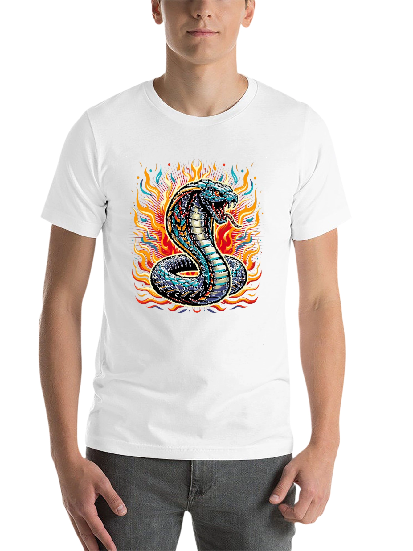 Black Fiery Cobra Graphic Tee - Men's Black T-Shirt view 14