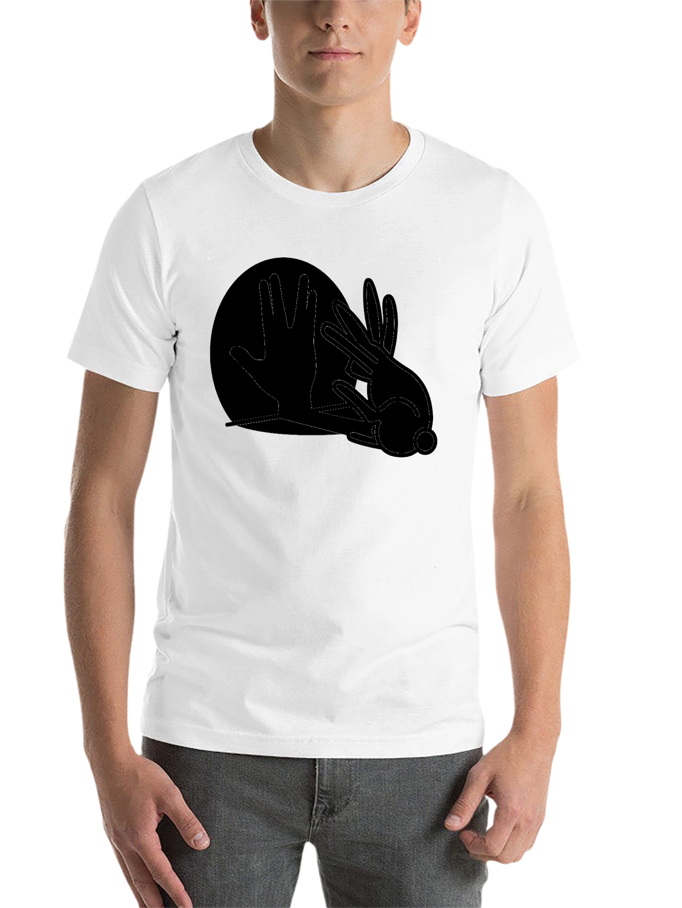 Black Shadow Hands T-Shirt - Rabbit Design view 14
