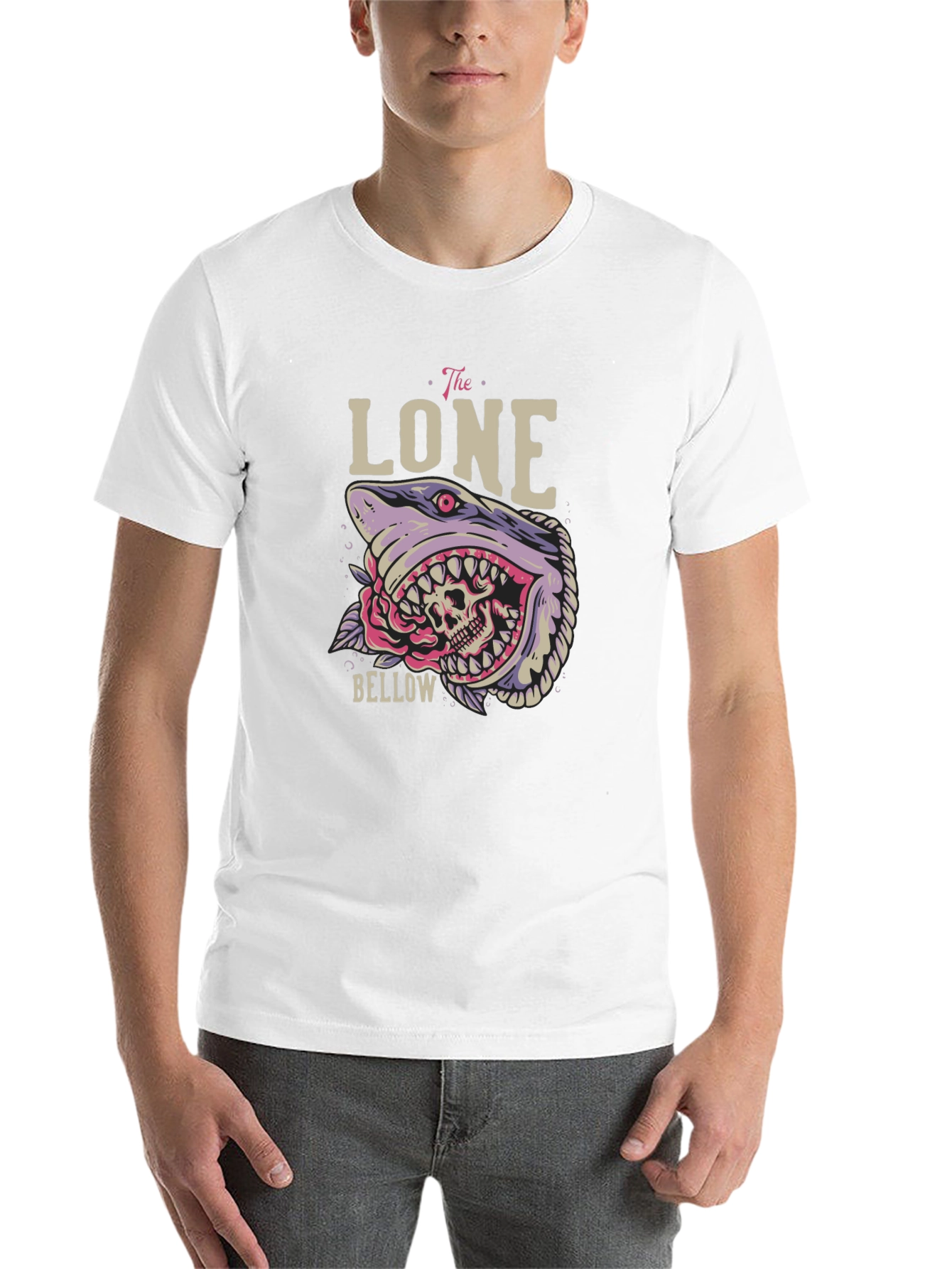Black The Lone Bellow Graphic Tee - Shark Skull Design view 14