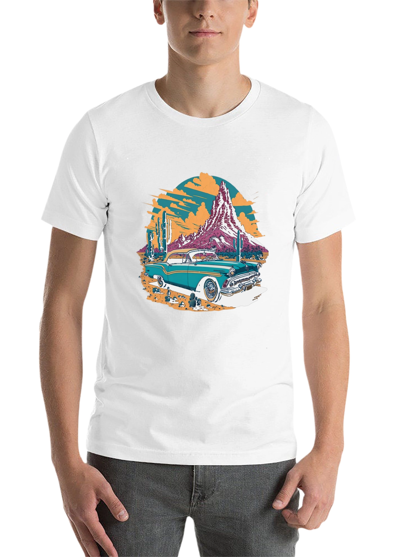 Black Retro Desert Car Graphic Tee - Classic Cool T-Shirt view 14