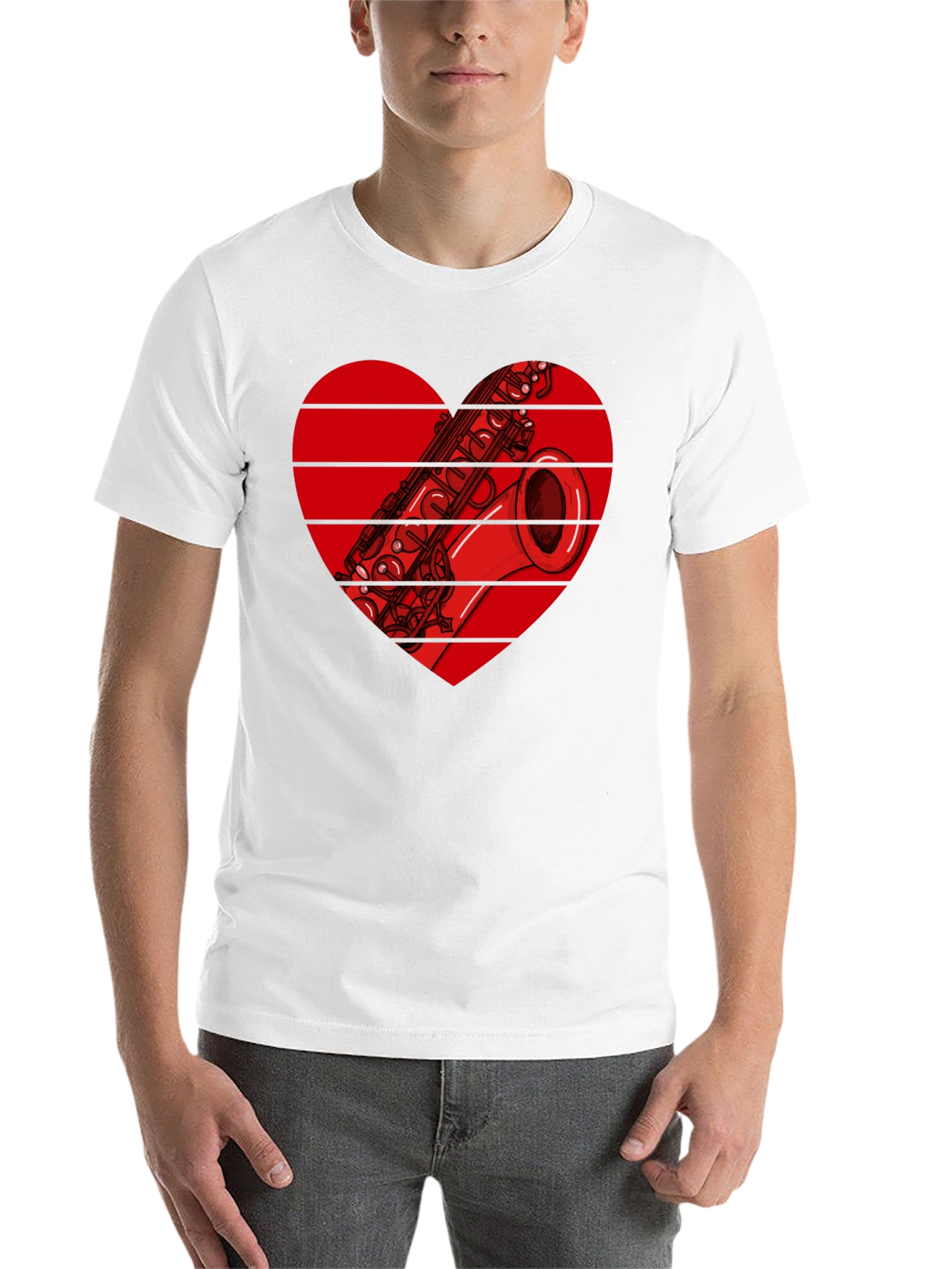 Black Saxophone Heart Graphic T-Shirt view 14