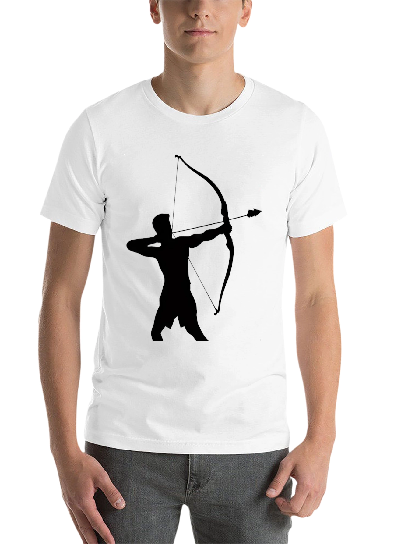 Black Archer Silhouette Graphic Tee - Classic Black Cotton T-Shirt view 14