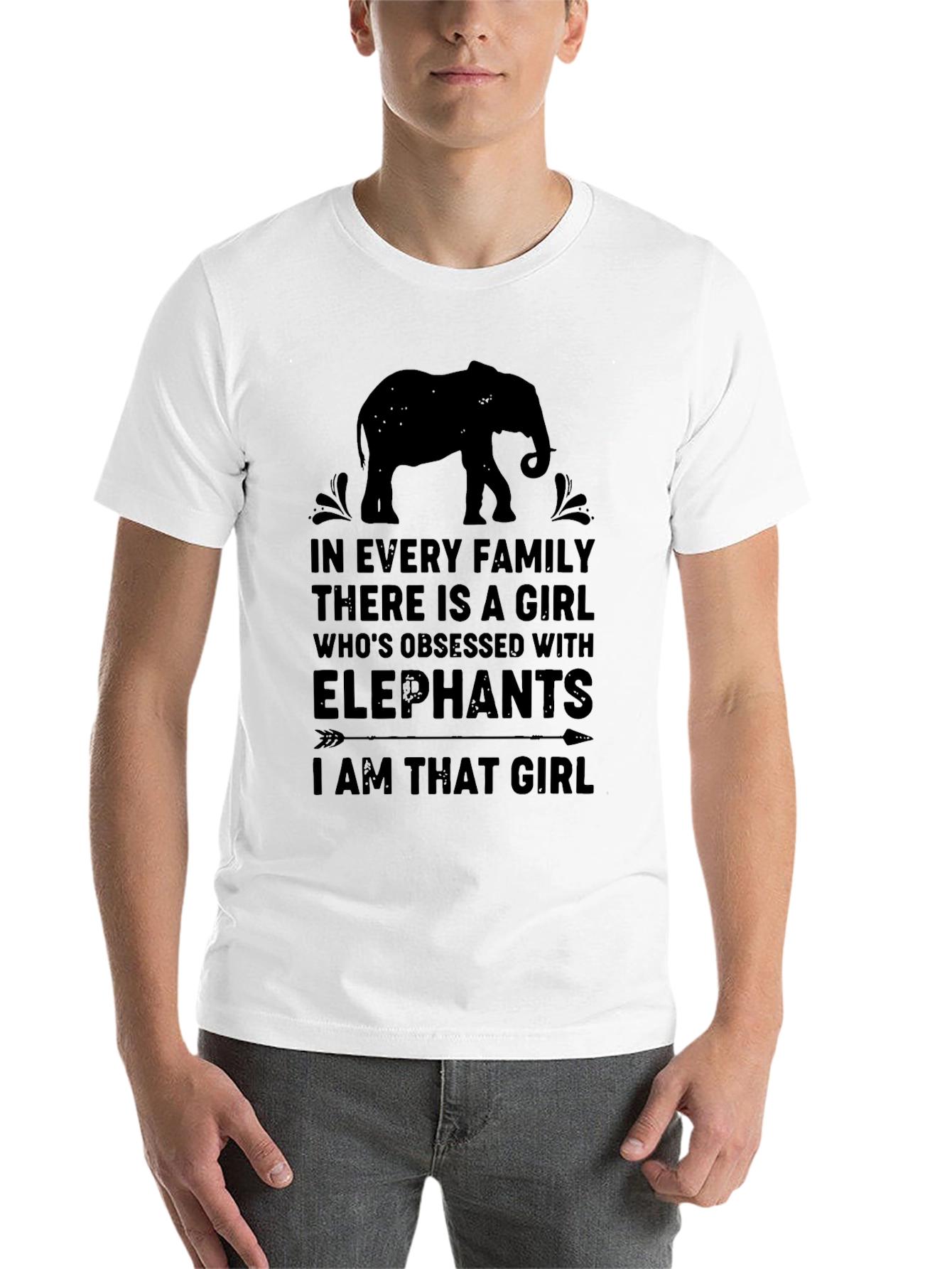 Black Elephant Obsessed Girl Graphic Tee - Black view 14