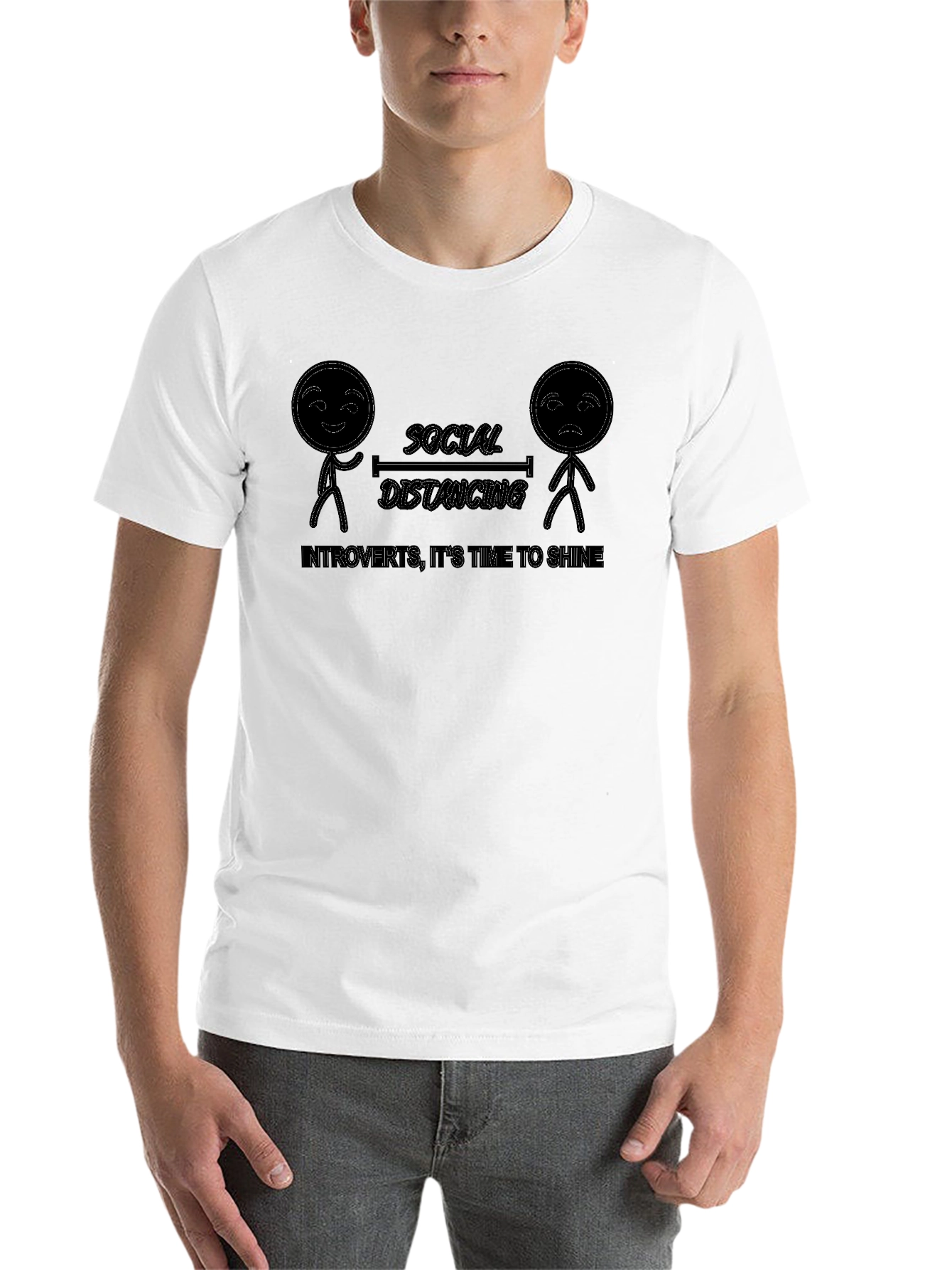 Black Introverts Social Distancing T-Shirt view 14