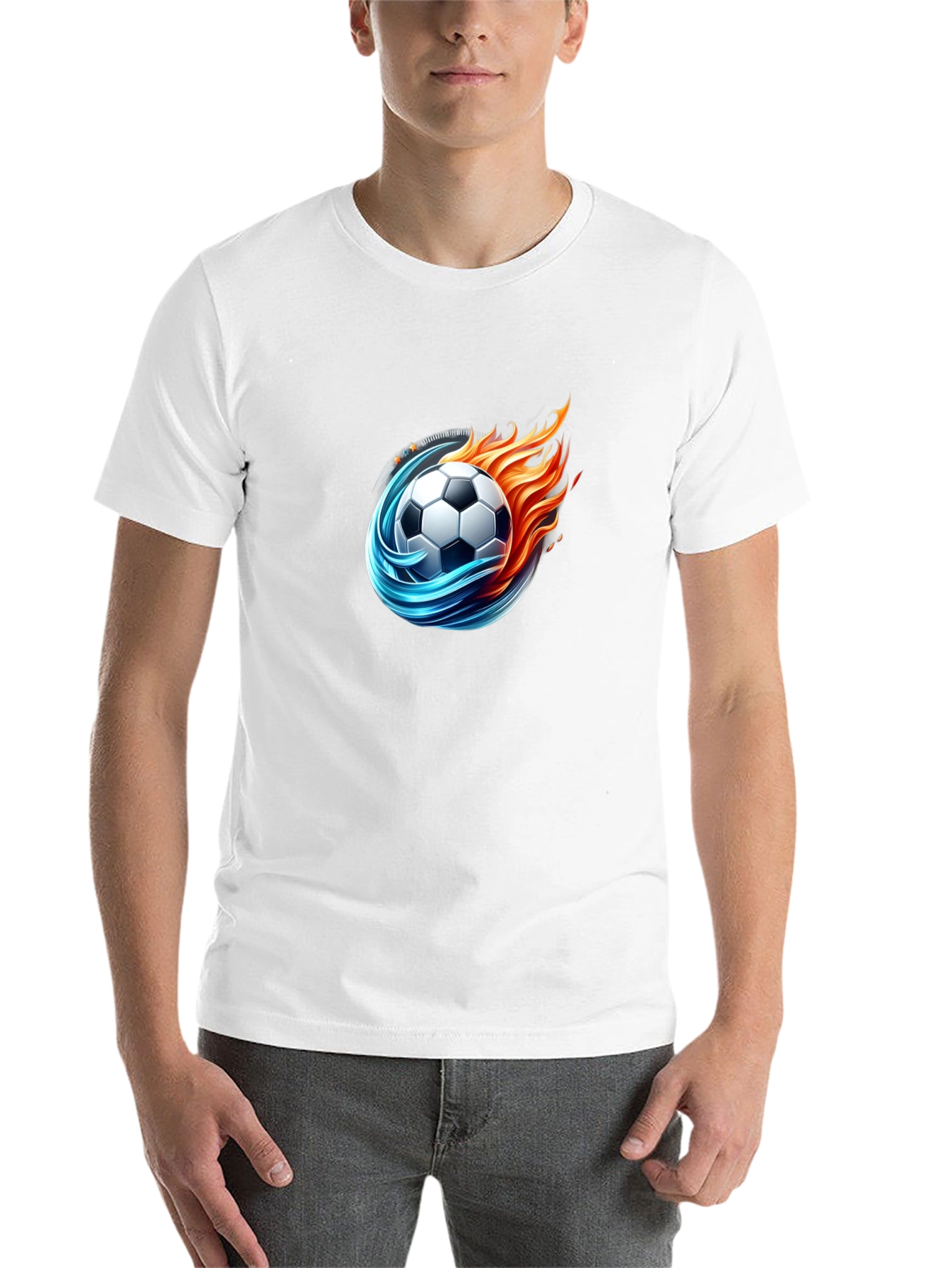 Black Fiery Soccer Ball Graphic Tee - Cool Design view 14