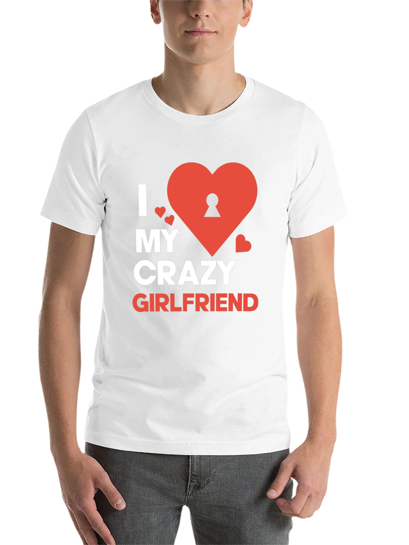 Black I Love My Crazy Girlfriend Graphic Tee - Novelty Heart Design view 14