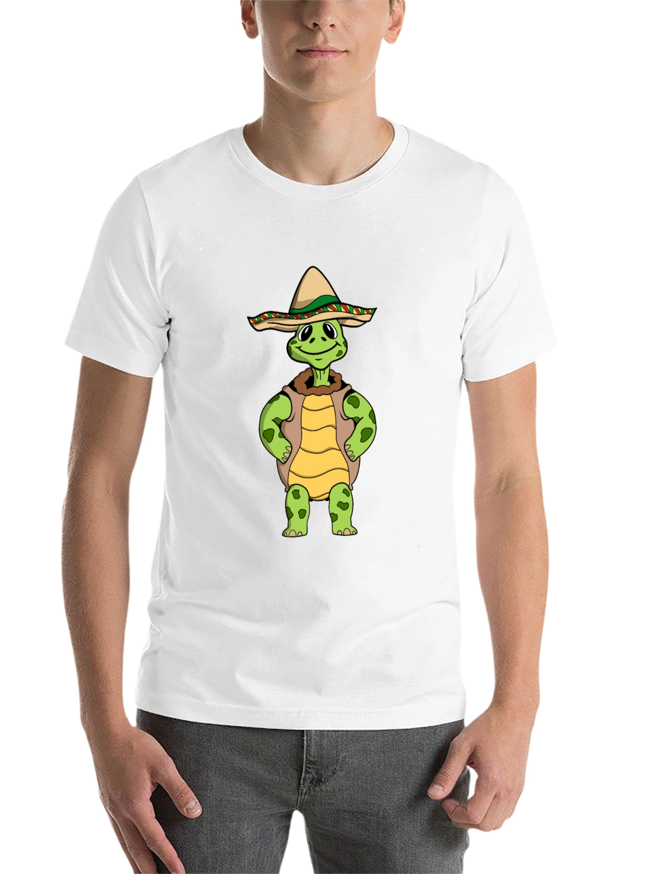 Black Funny Turtle Sombrero Graphic T-Shirt view 14