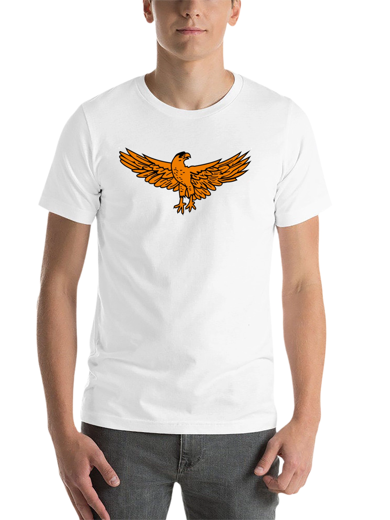 Black Black T-Shirt with Orange Eagle Design view 14