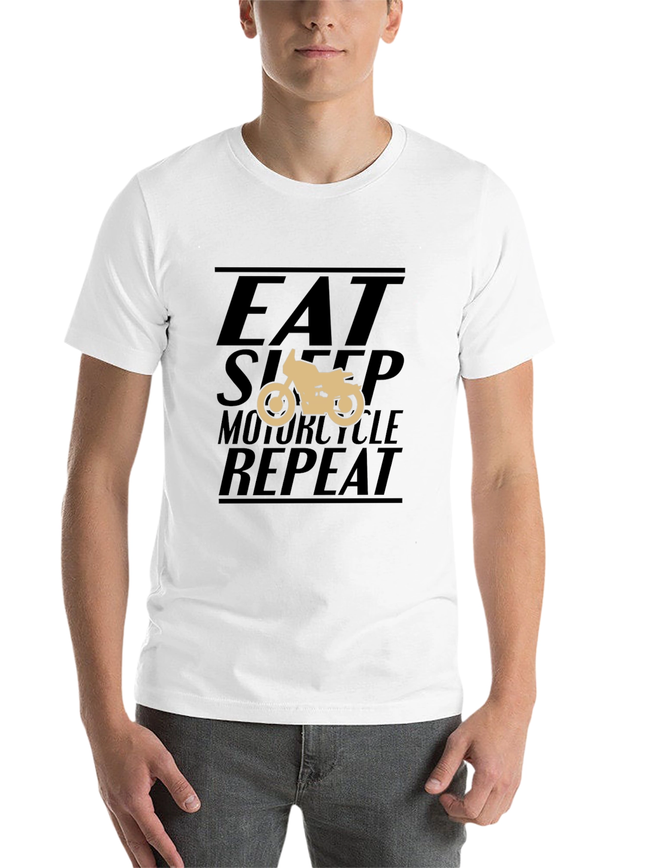 Black Eat Sleep Motorcycle Repeat Black T-Shirt view 14