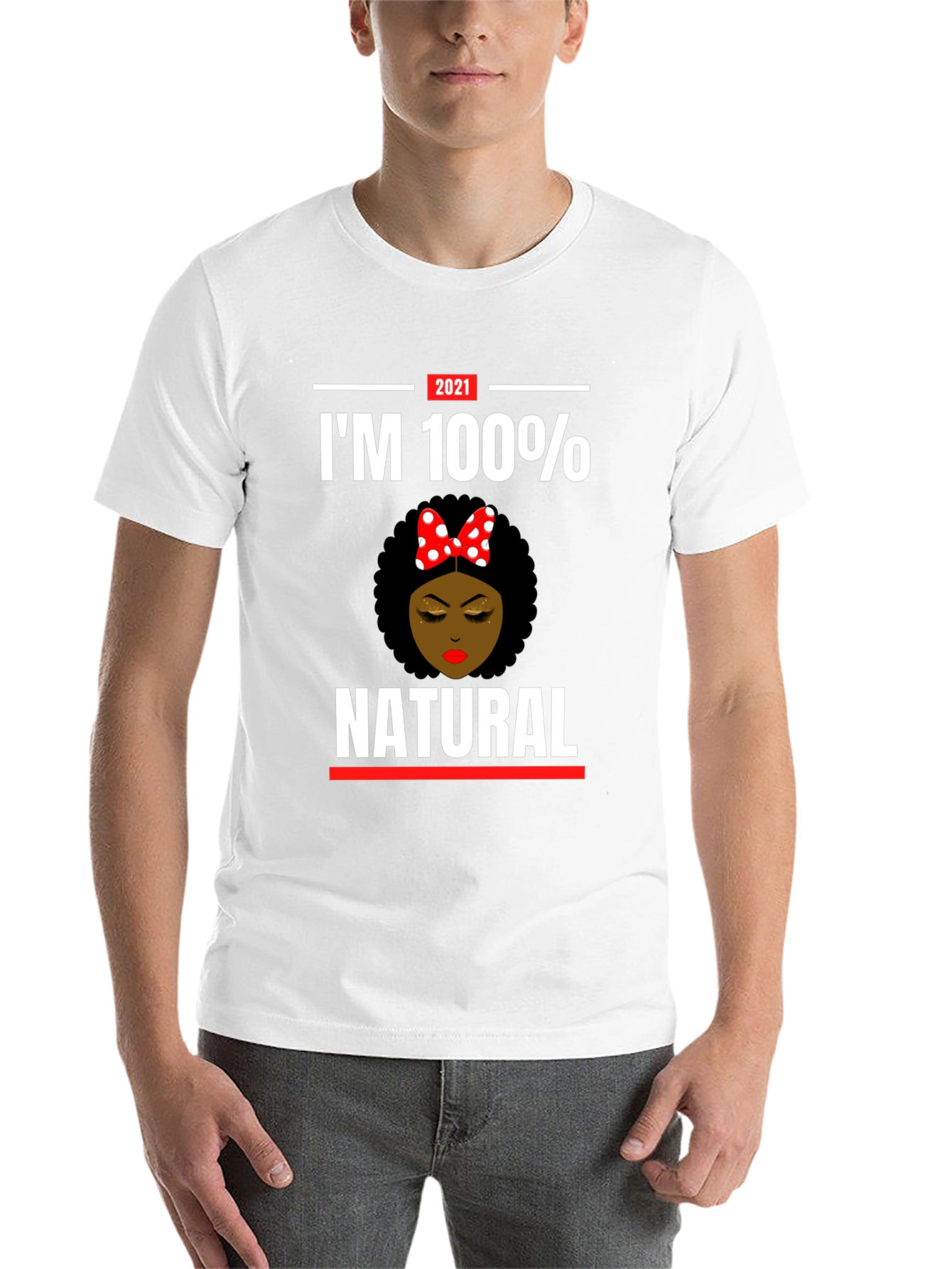 Black I'm 100% Natural T-Shirt, Black Cotton Tee view 14
