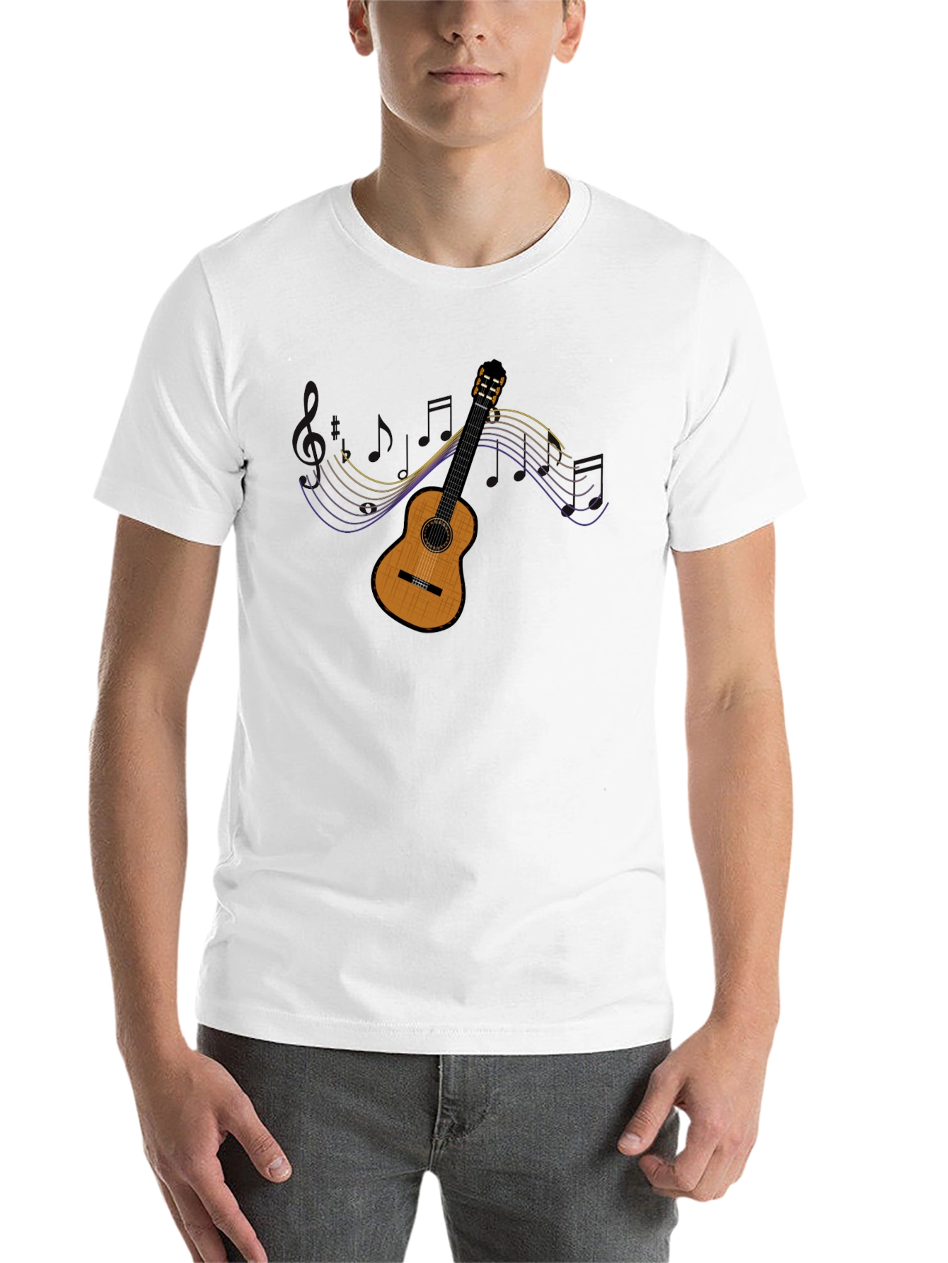 Black Guitar Music T-Shirt - Classic Style view 14