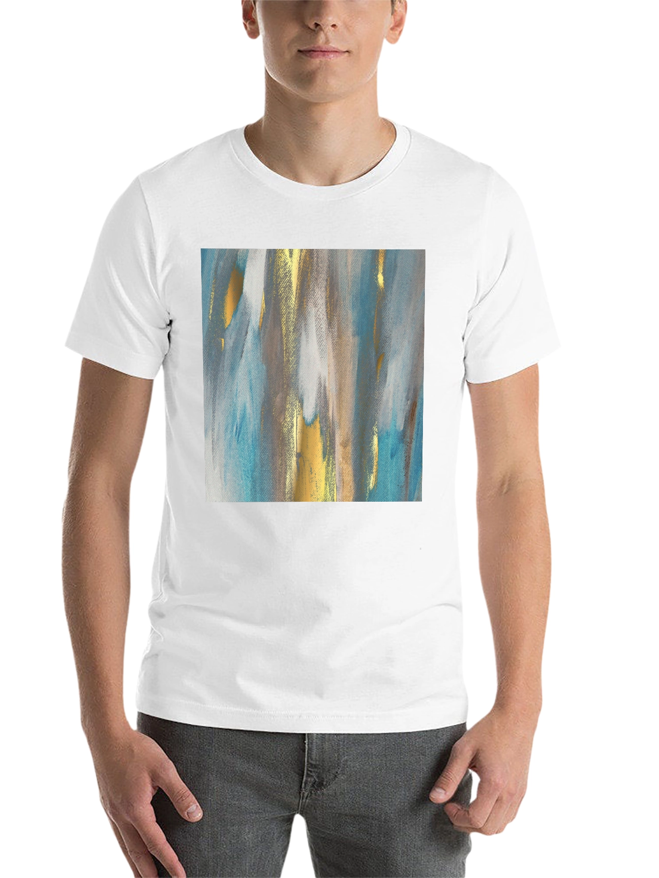 Black Abstract Art Tee - Modern Design Crew Neck T-Shirt view 14