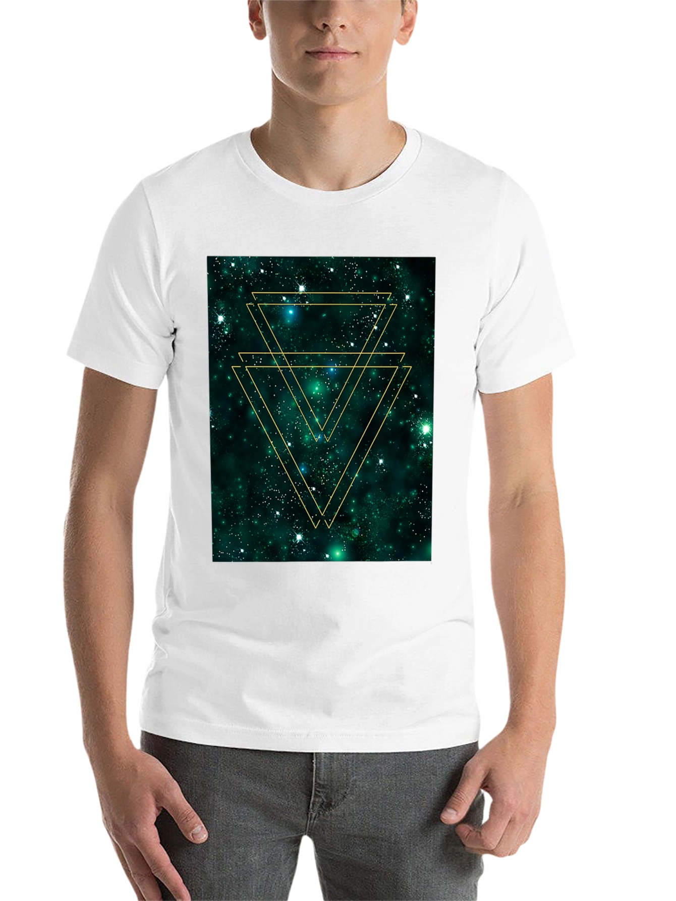 Black Geometric Galaxy Tee - Trendy Graphic Print Shirt view 14
