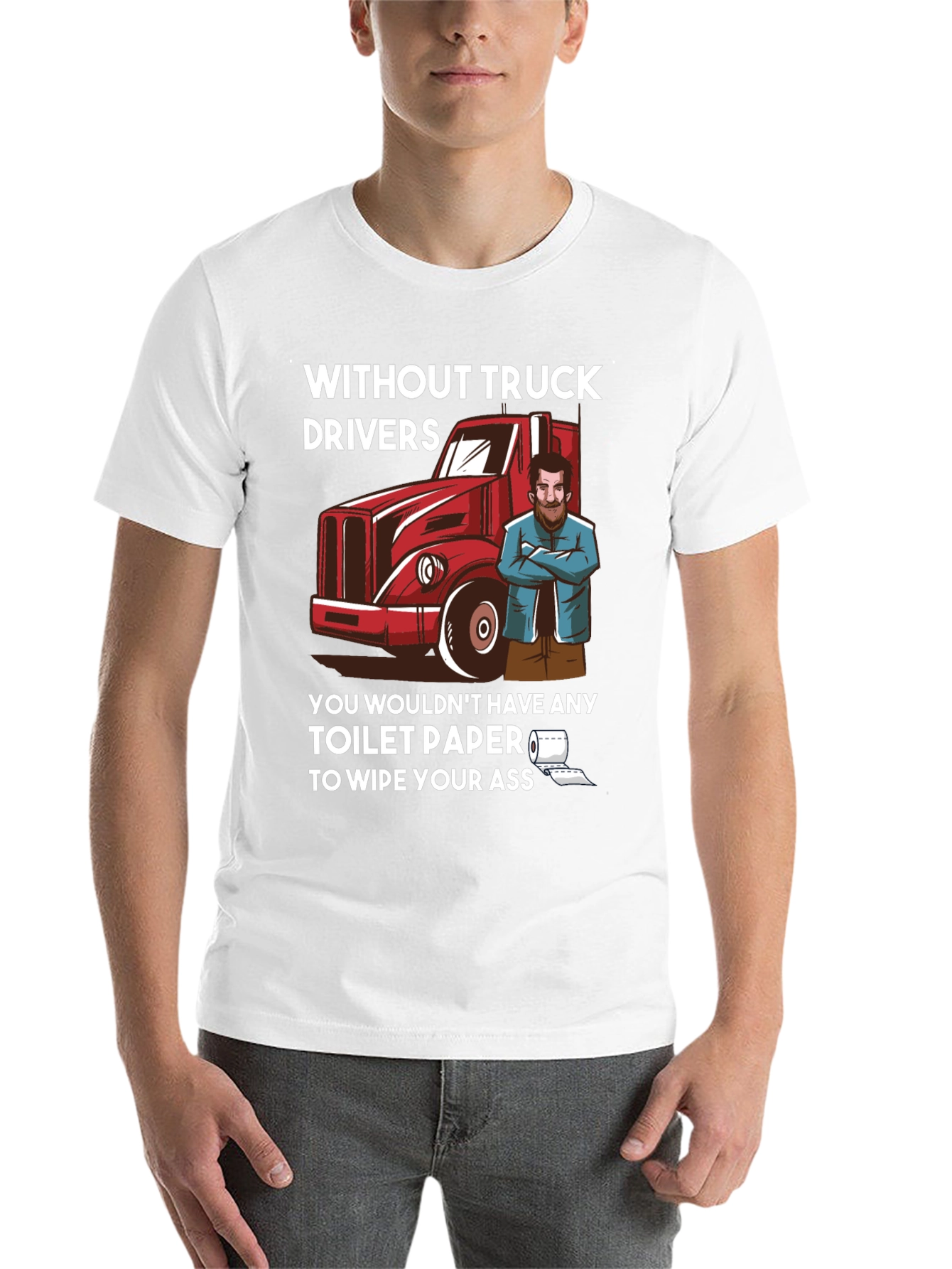 Black Truck Driver Toilet Paper Humor T-Shirt view 14