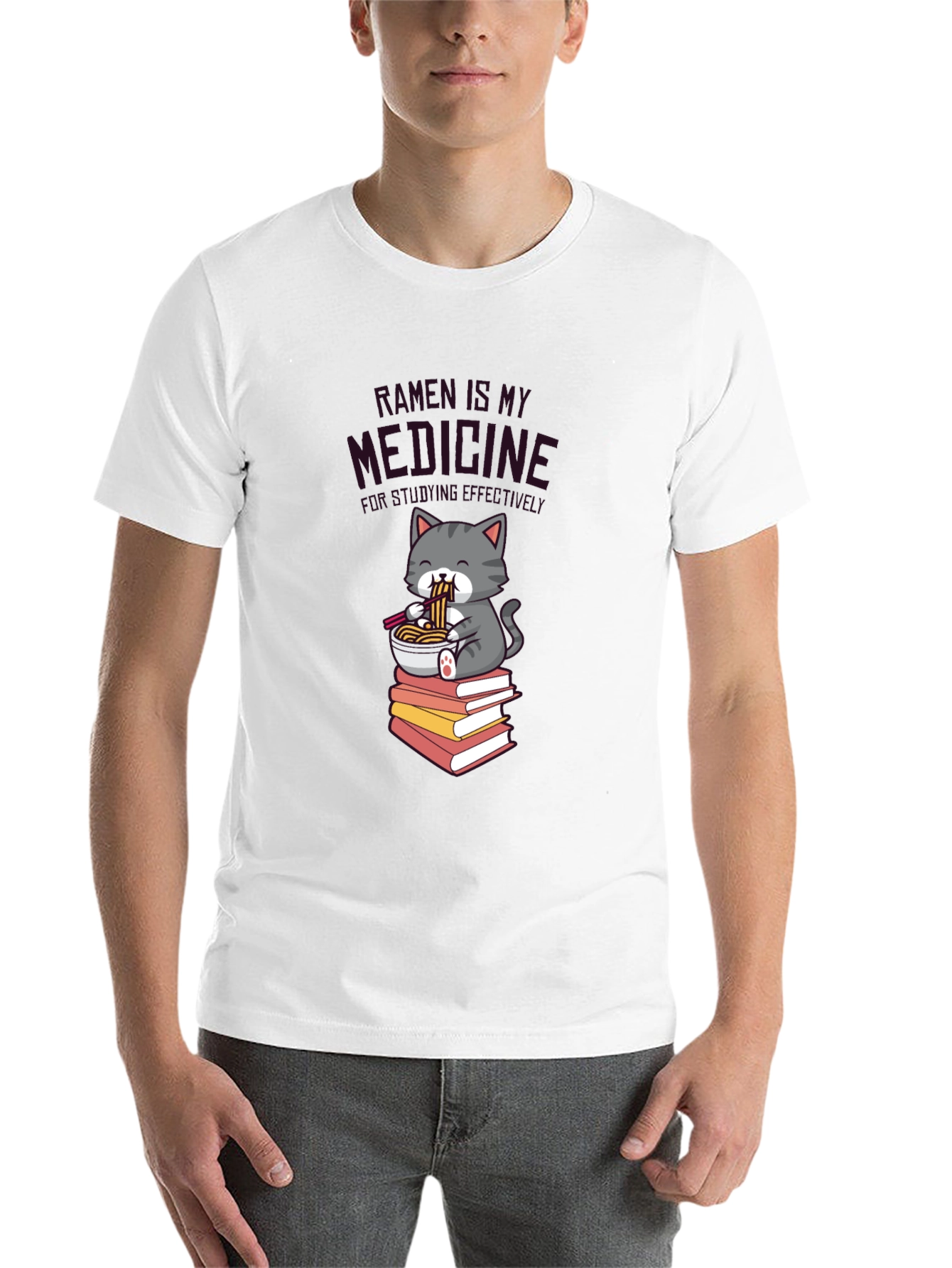 Black Ramen is My Medicine T-Shirt - Cute Cat Design view 14