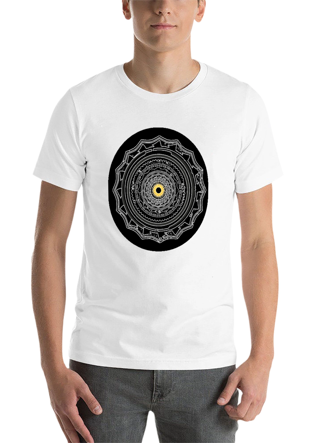 Black Mystic Mandala Black T-Shirt view 14