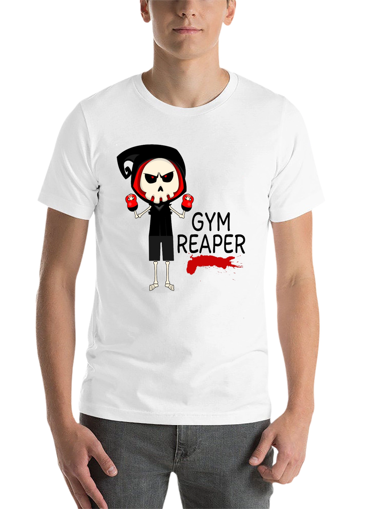 Black Gym Reaper Graphic Tee - Skeleton Boxer Design view 14