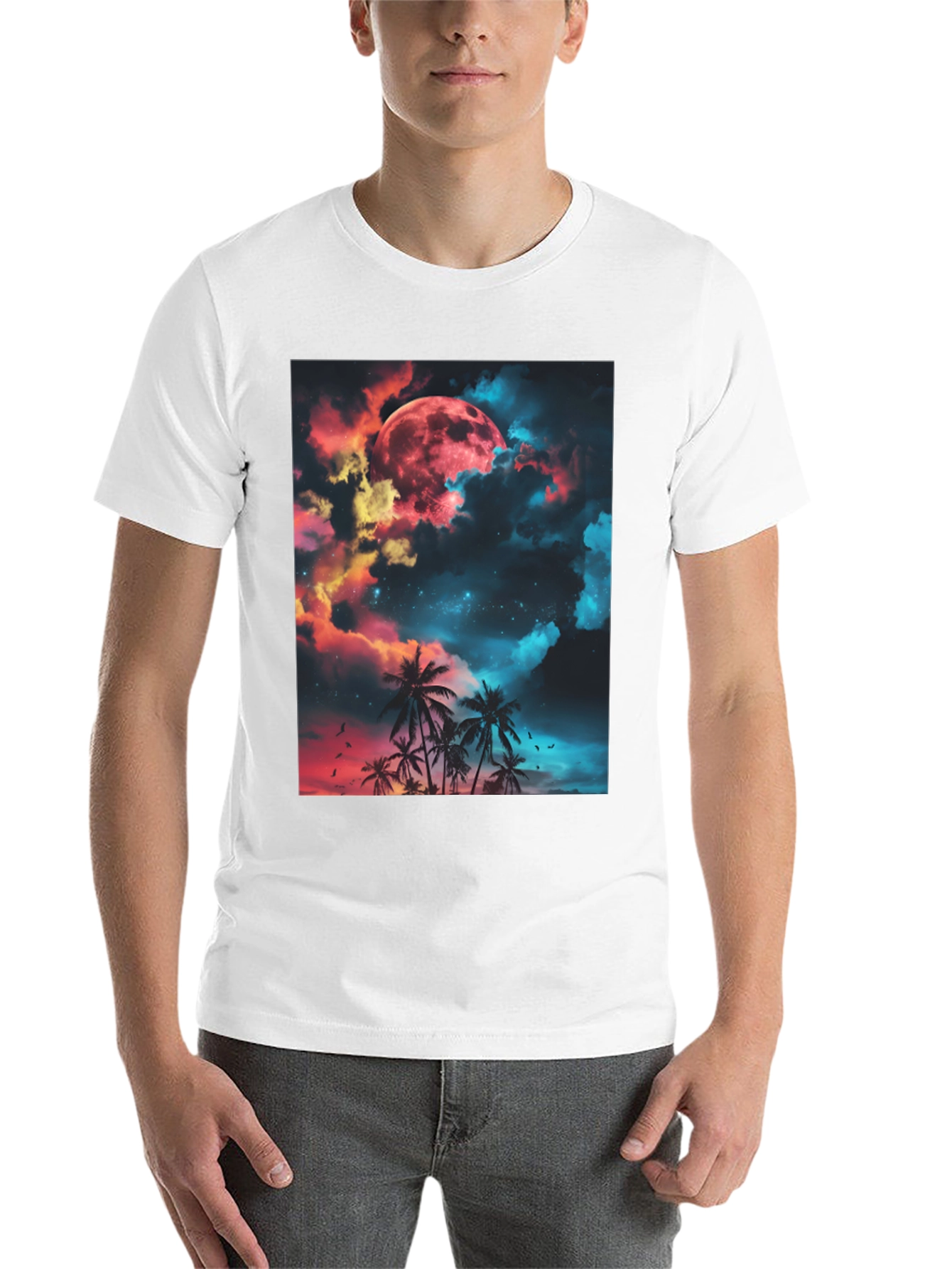 Black Tropical Moon Graphic T-Shirt view 14