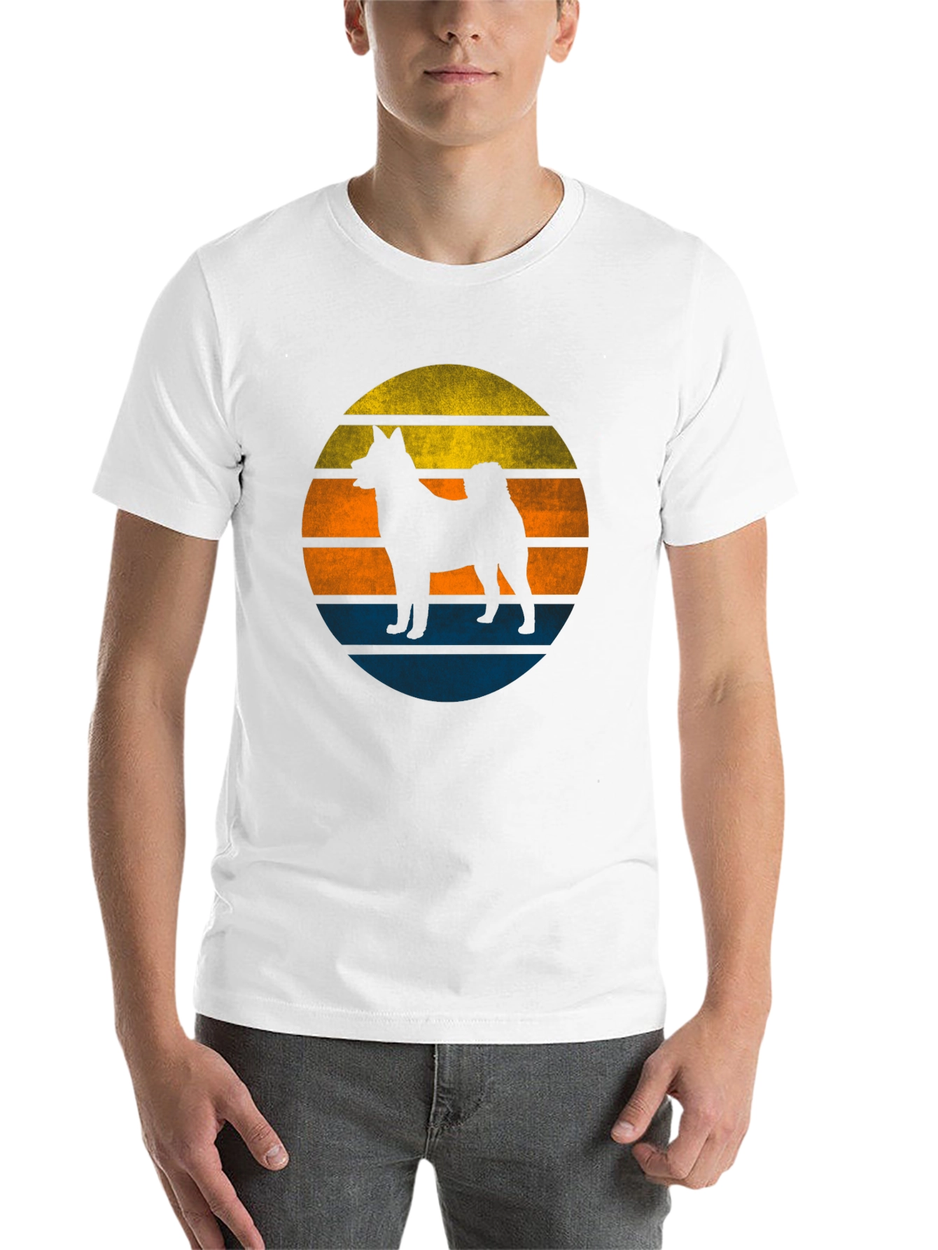 Black Retro Dog Sunset Graphic Tee - Men's Black T-Shirt view 14