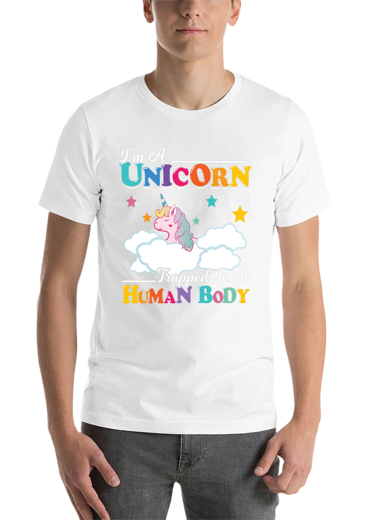 Black I'm A Unicorn Trapped In A Human Body T-Shirt view 14