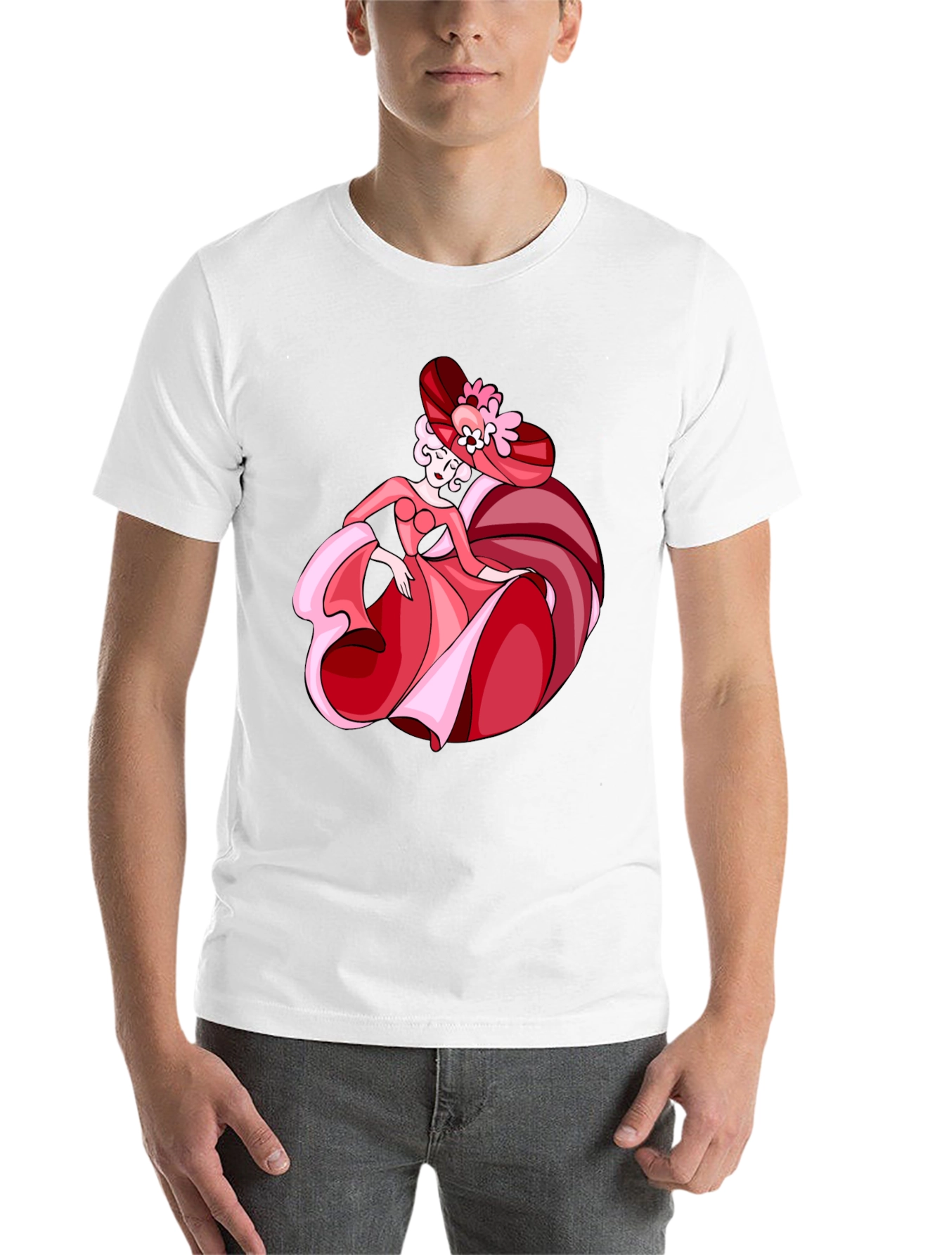 Black Elegant Lady Graphic Tee - Black Cotton T-Shirt view 14