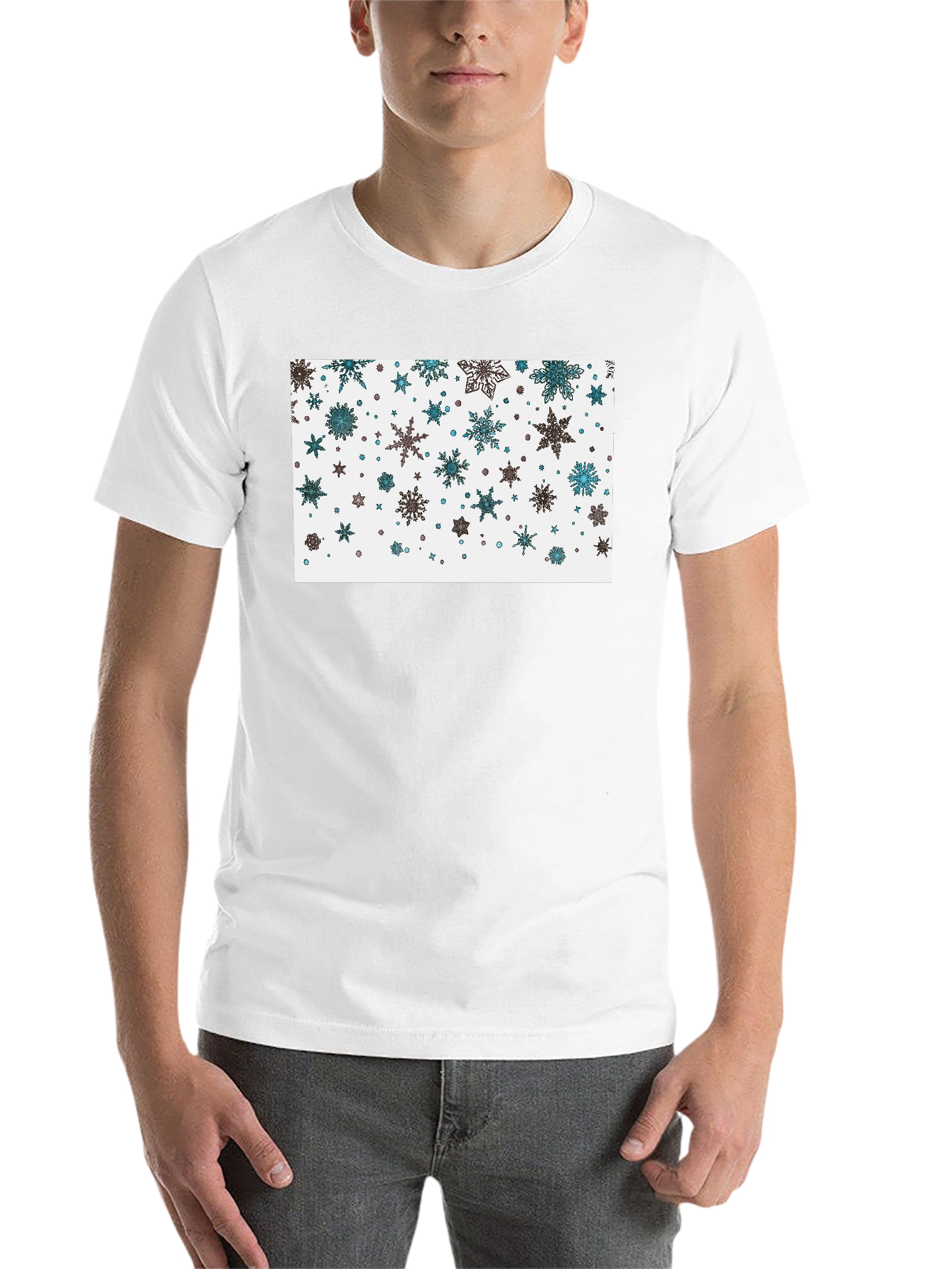 Black Snowflake Pattern Black T-Shirt view 14