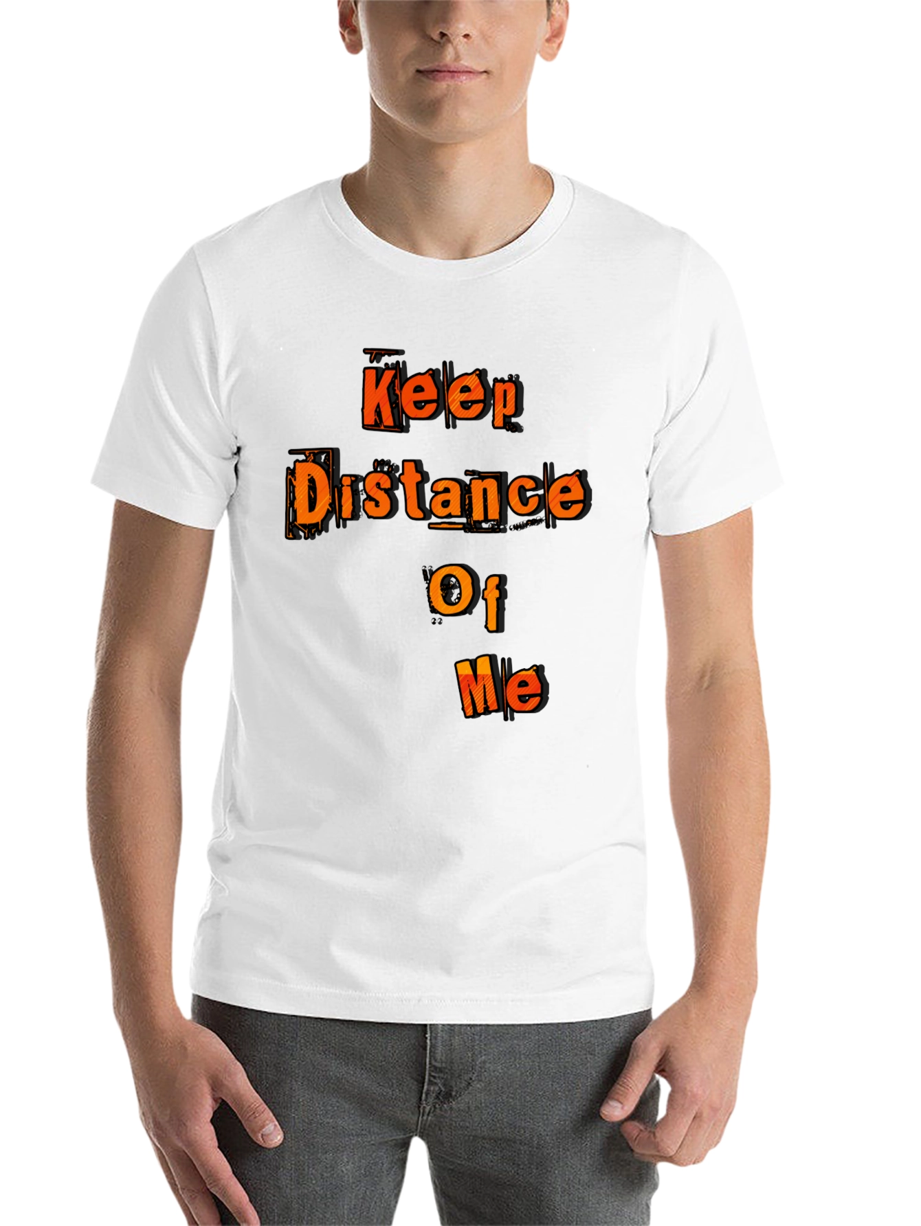 Black Keep Distance Of Me Novelty Graphic Tee view 14