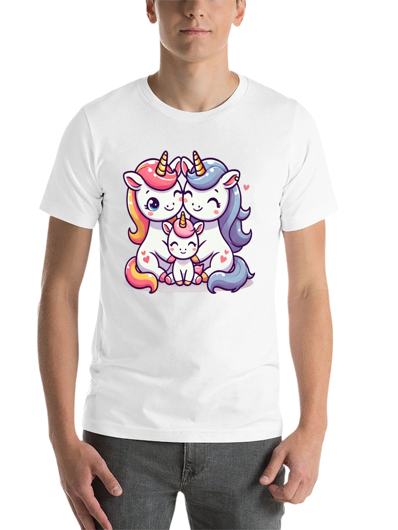 Unicorn Family Graphic Tee - Cute Cartoon Unicorns - 14