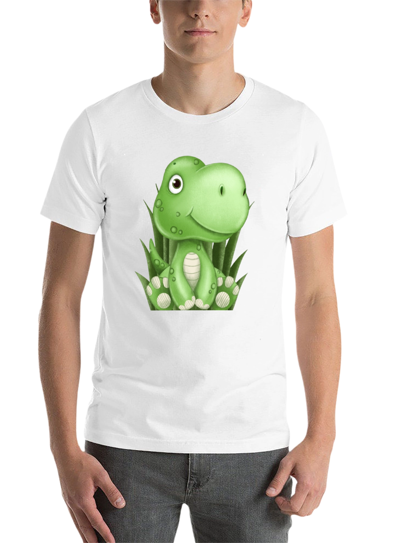 Black Cute Cartoon Dinosaur Black T-Shirt view 14