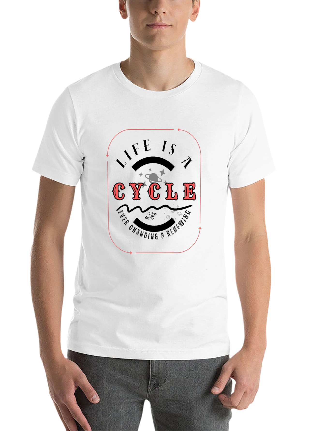 Black Life is a Cycle Graphic T-Shirt - Black Cotton Blend view 14