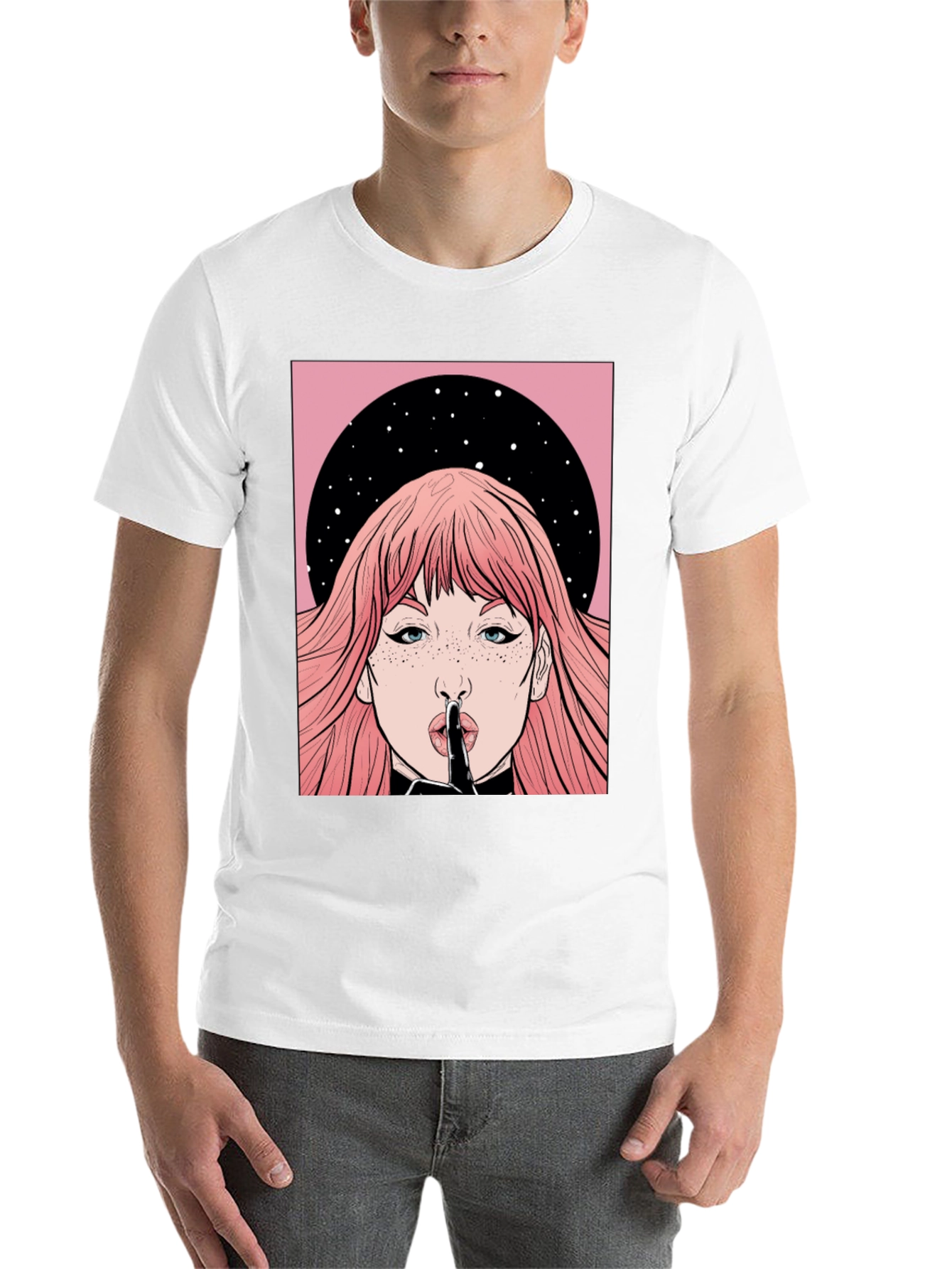 Shhh! Graphic Print Unisex Black T-Shirt - 14