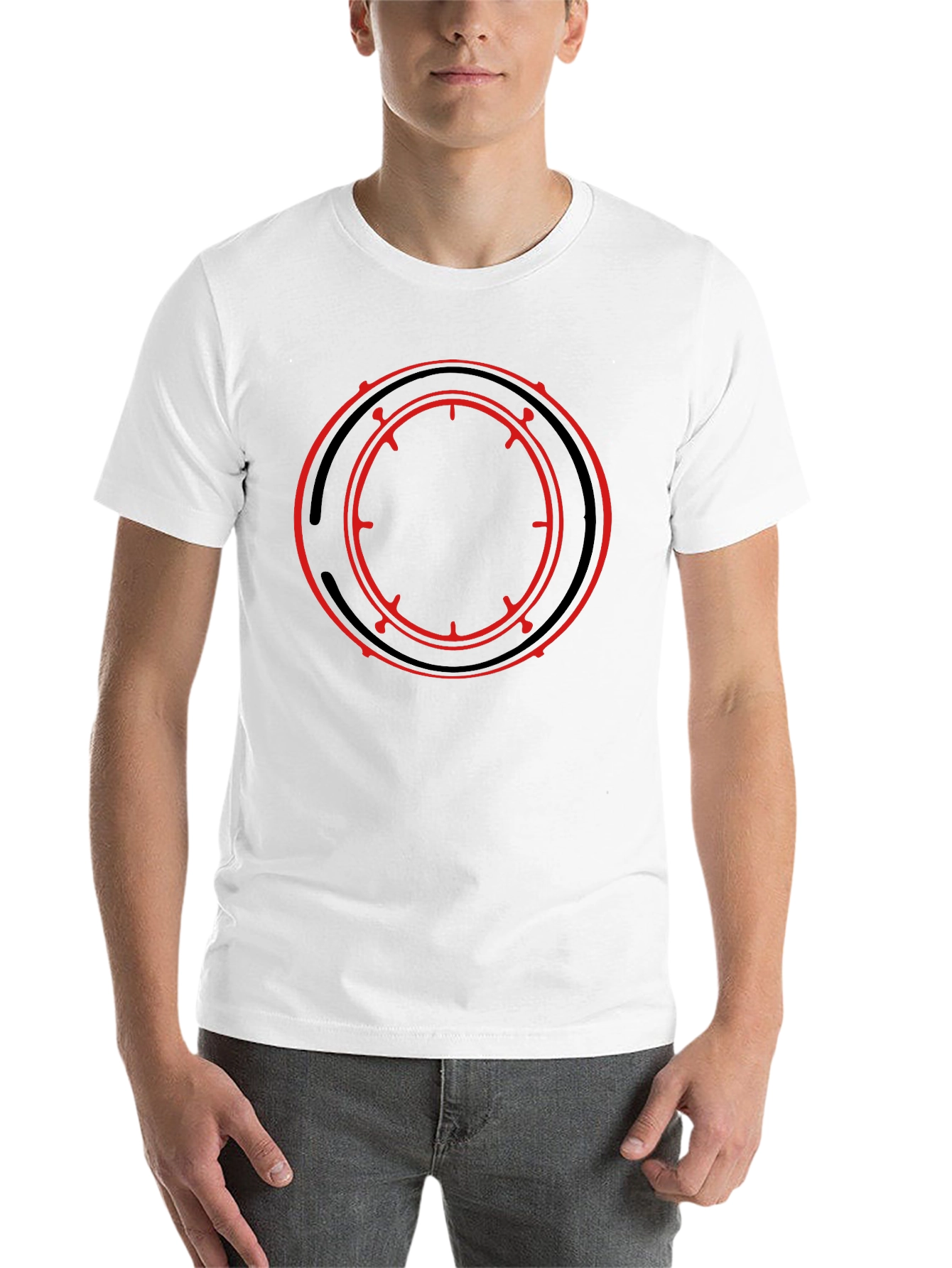 Black Black T-Shirt with Red Circle Graphic view 14