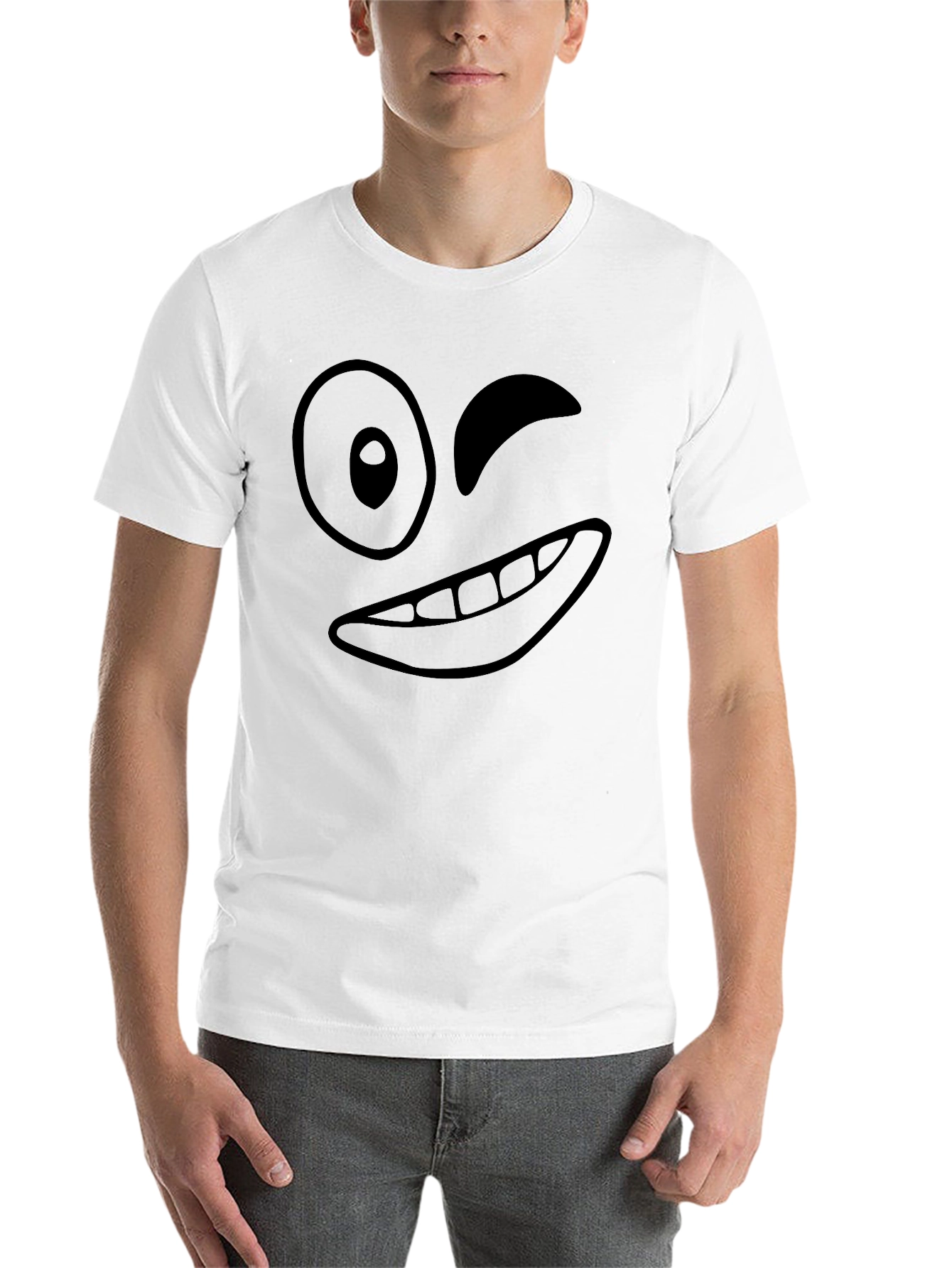 Black Winking Face Graphic Black T-Shirt view 14