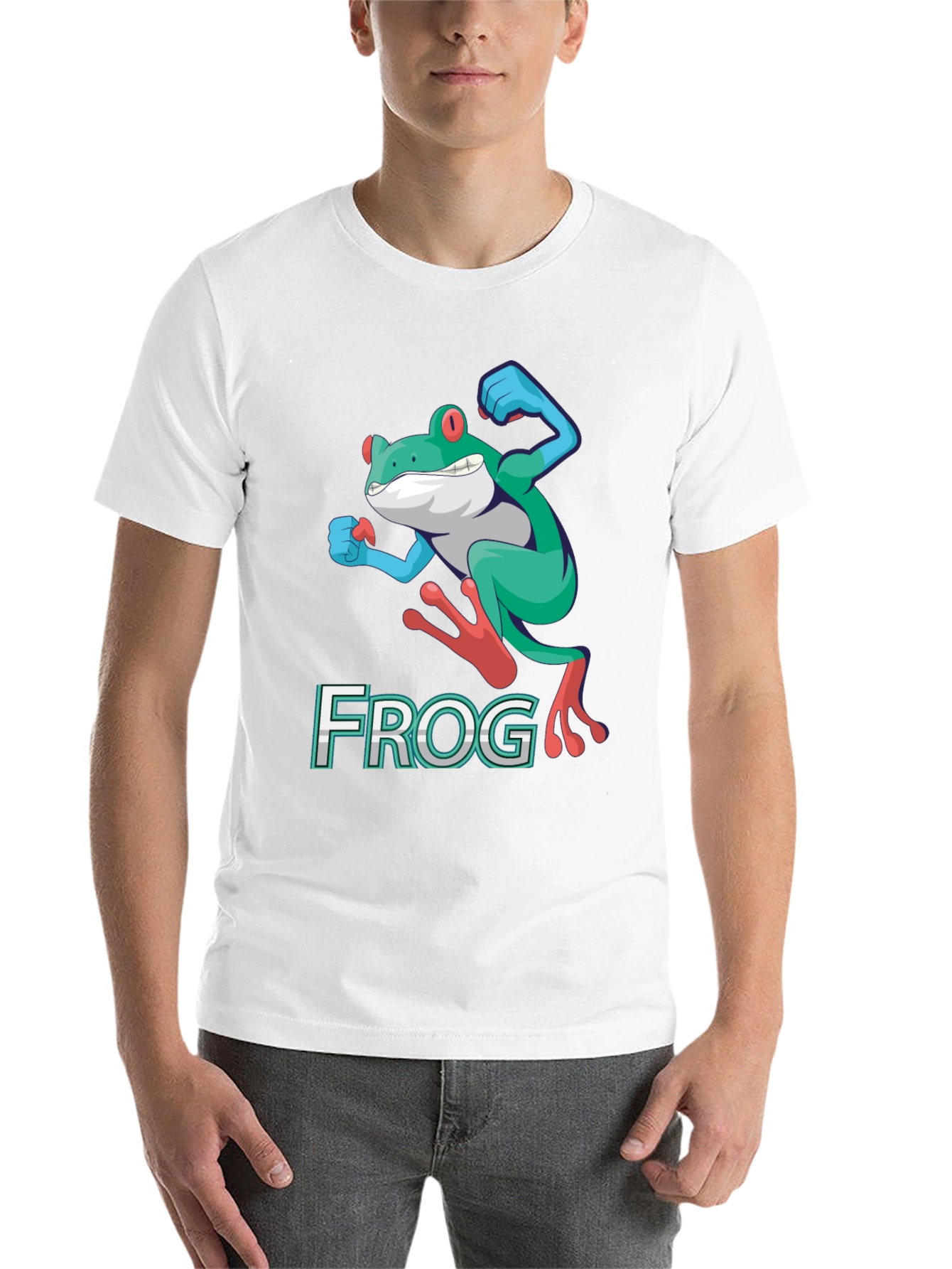 Black Funny Frog Graphic T-Shirt - Cartoon Leap Design view 14
