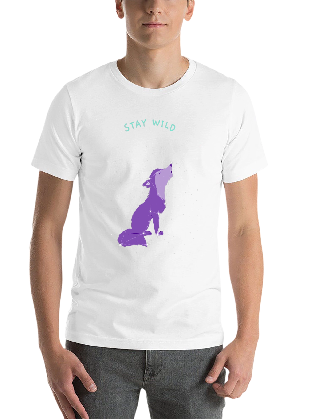 Black Stay Wild Wolf Constellation Graphic Tee - Black view 14