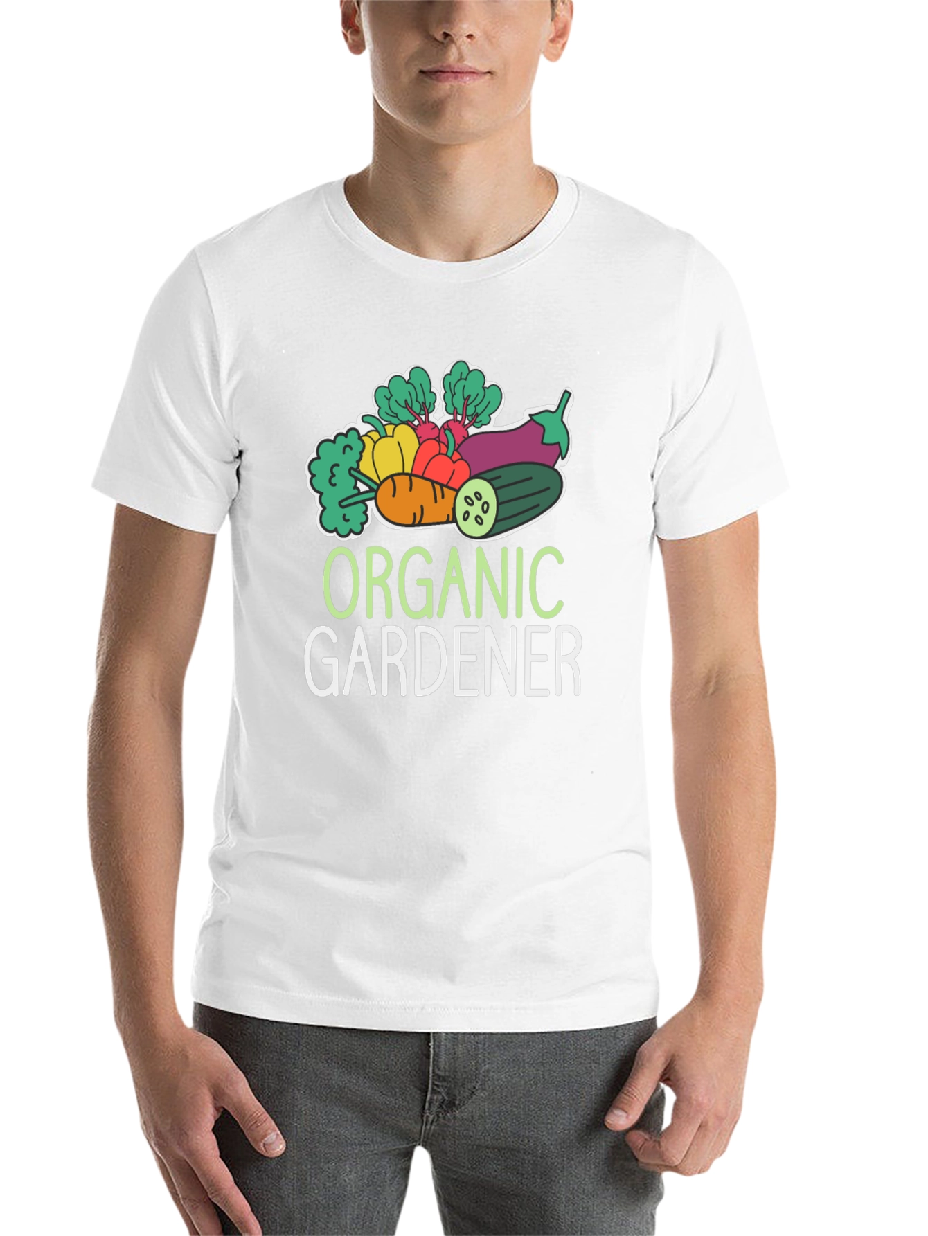 Organic Gardener T-Shirt - Black, Vegetable Design - 14