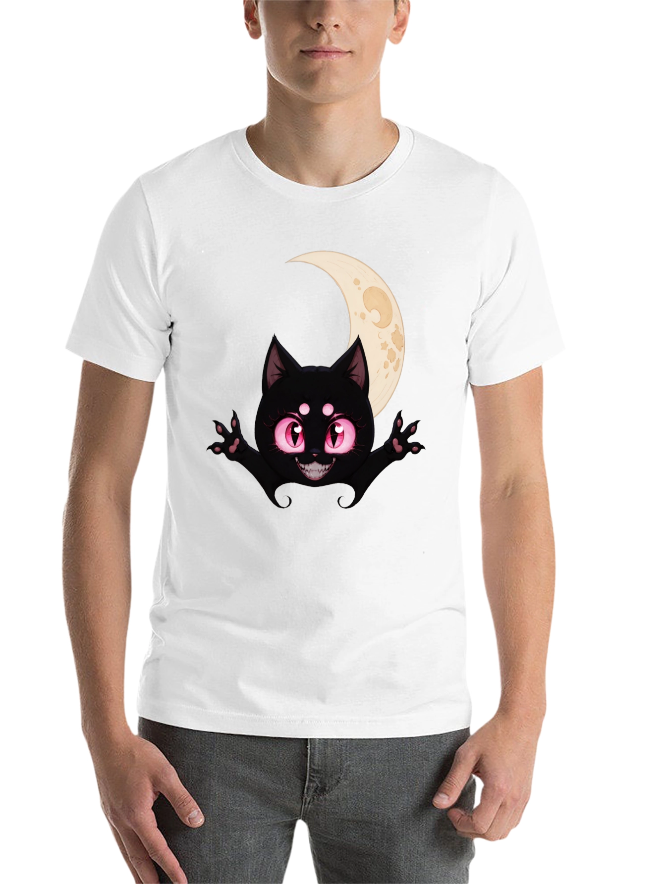 Black Black Cat Moon T-Shirt - Halloween Style view 14