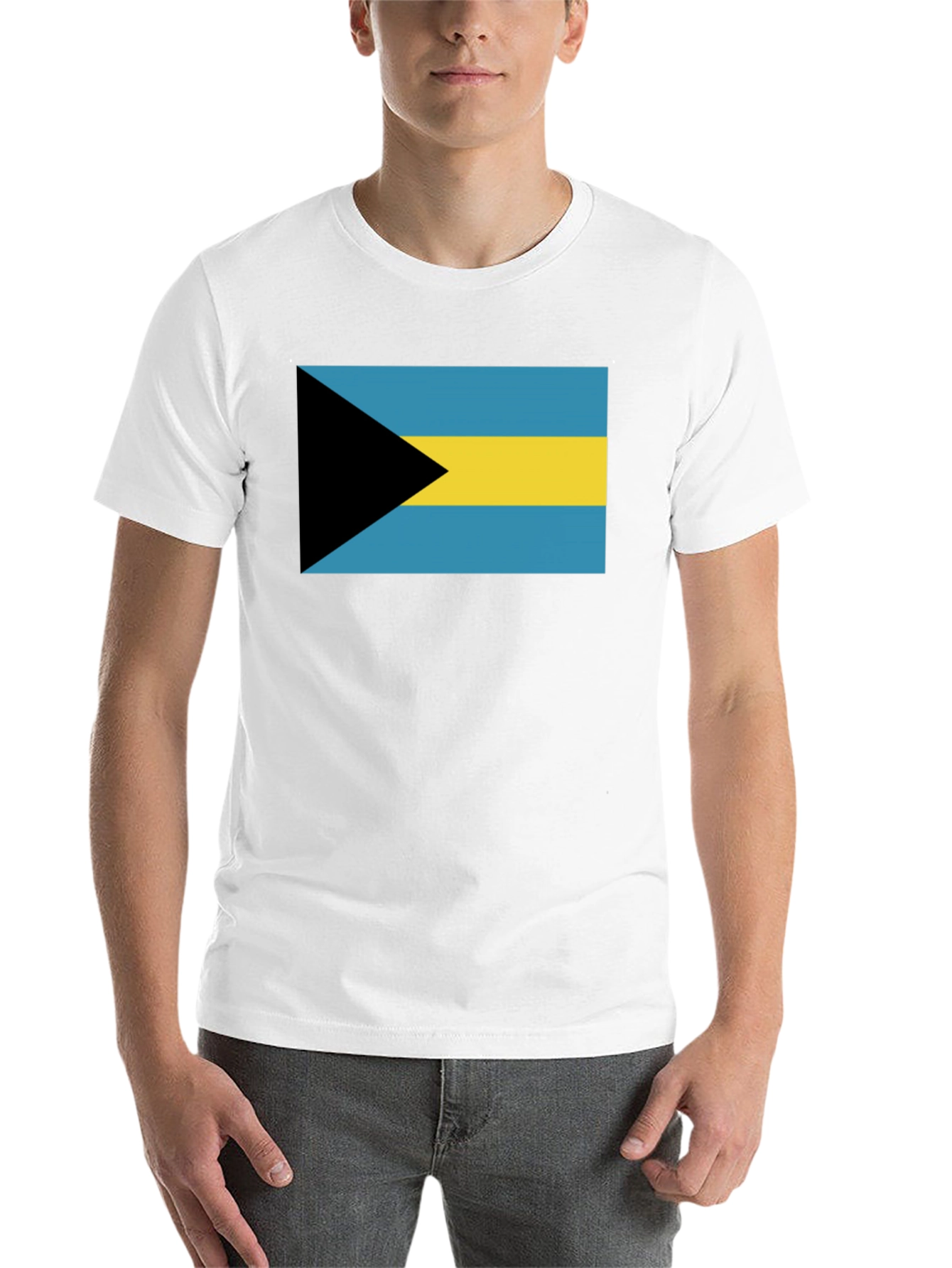 Black Bahamas Flag Graphic Tee - Black Cotton T-Shirt view 14
