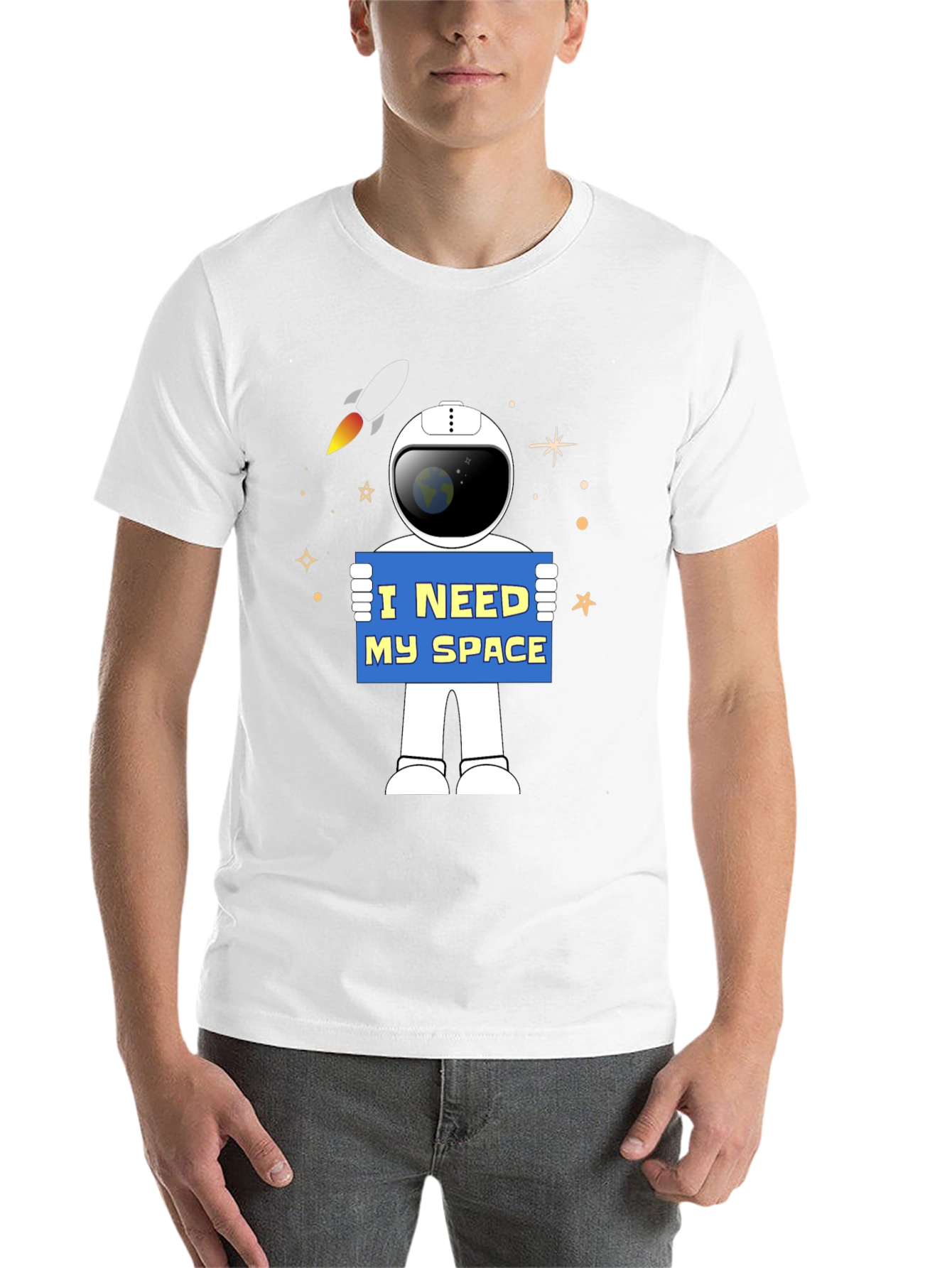 Black I Need My Space Astronaut Graphic T-Shirt view 14