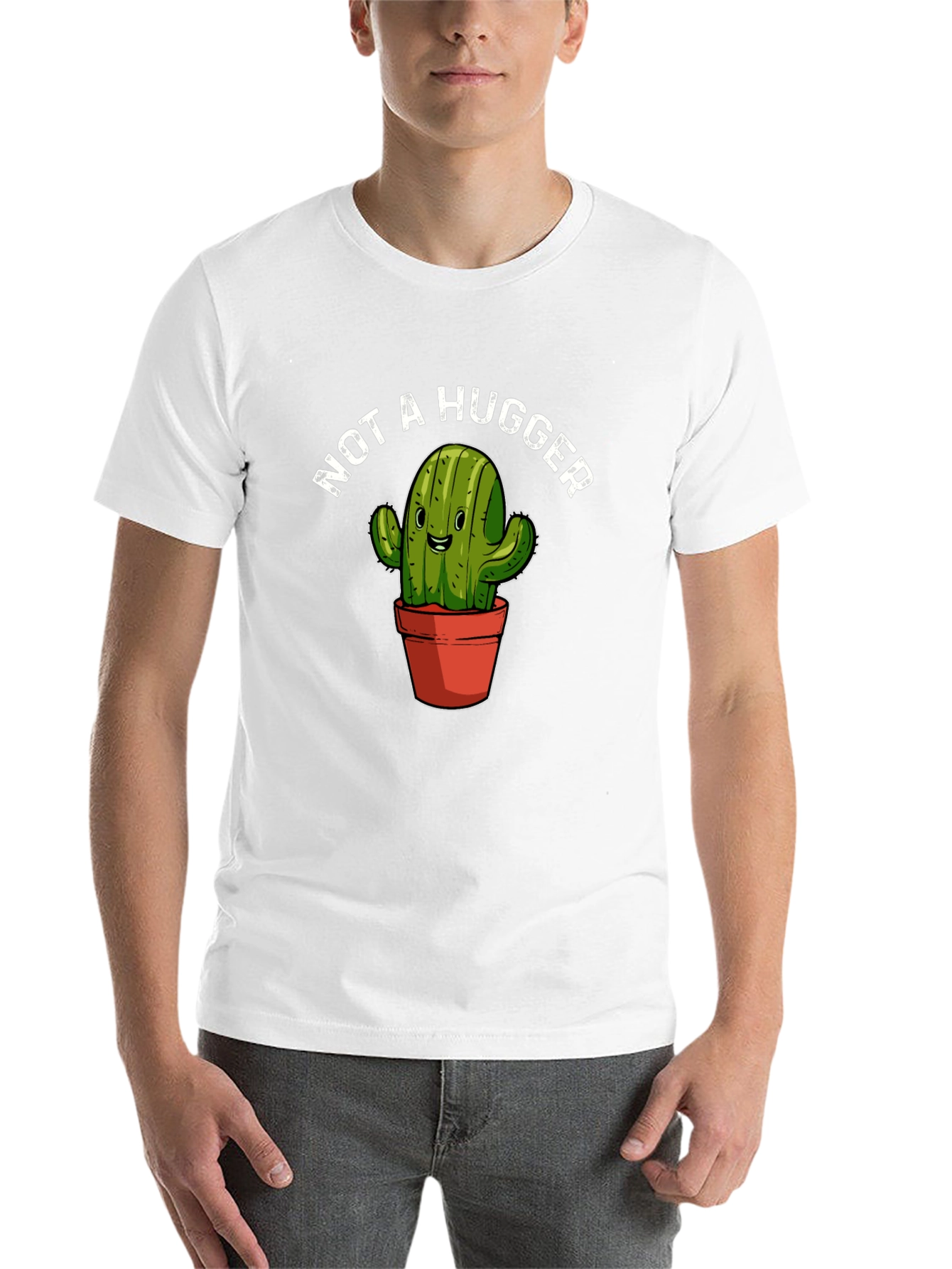 Black Not A Hugger Cactus Graphic T-Shirt view 14